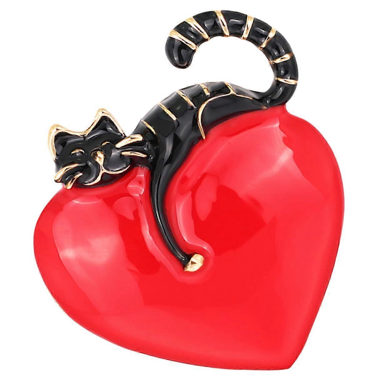 Elegant Alloy Brooch Cat Heart Design Reversible Pin Fashion Accessory