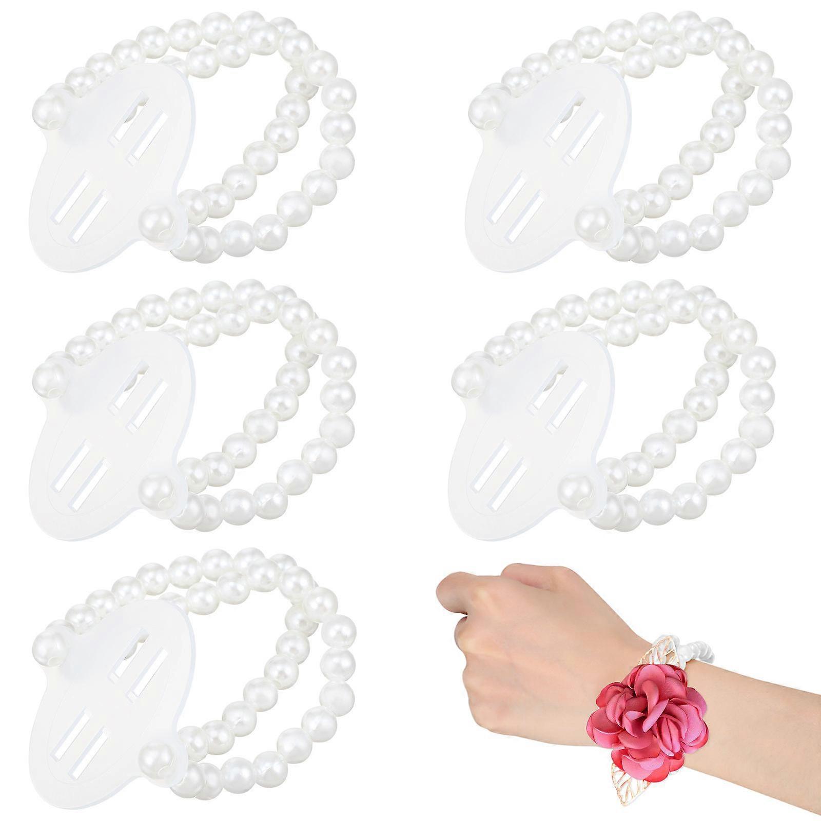 Elastic Stretch Band Bracelets Corsage Wristlet Bands Women Children 9.00X4.60X1.50CM Diy Design 6Pcs