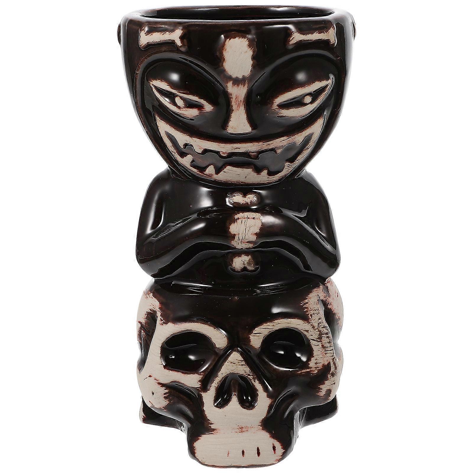 It sounds like you're referring to a **Creative Skull Tiki Mug** – a fun and eye catching ceramic mug often used for cocktails, whiskey, beer, juice,