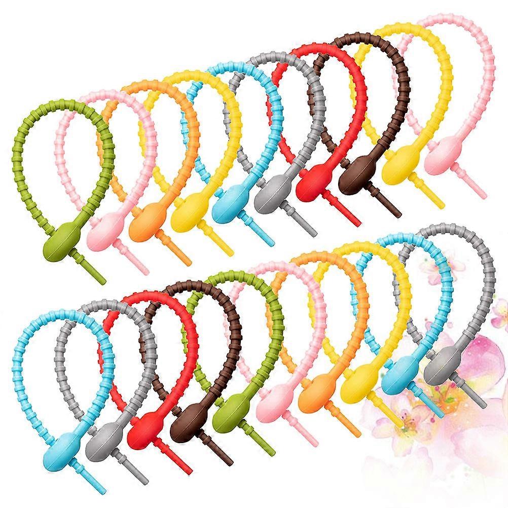 Silicone Cable Ties Wire Management Self-Locking Fixing Ring Loop 20Pcs