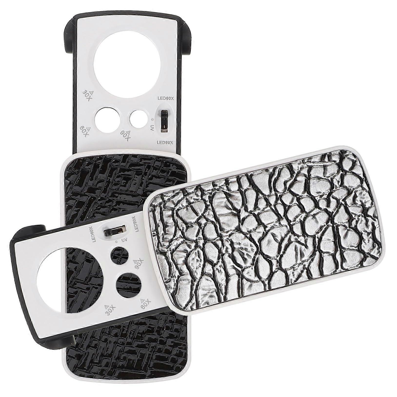 2 Pieces Magnifying Glass Handheld Devices Light for Jewelry Portable Jeweler's Loupe Plastic
