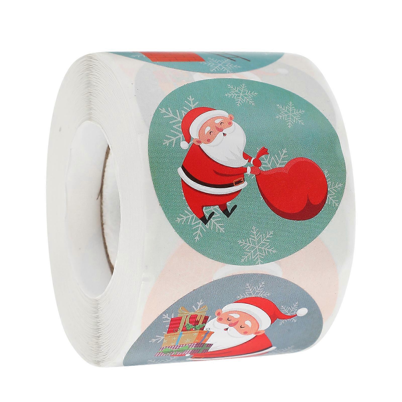 Stickers Christmas Style Decorative Labels Circular 3.8x3.8x0.1cm present Wrapping 1 Roll