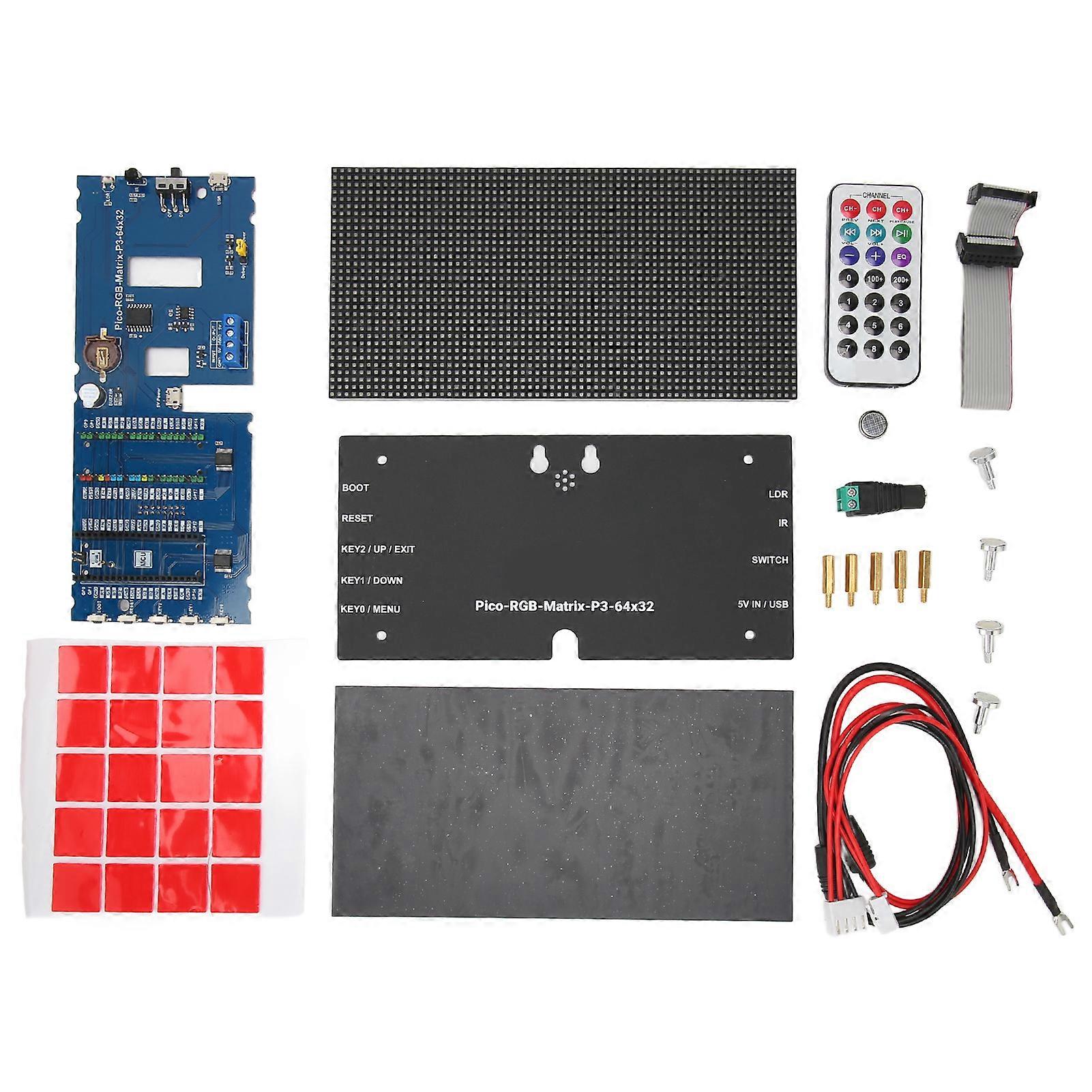 Full Color RGB LED Dot Matrix Clock with Time, Date, Temp Display for Raspberry Pi Pico