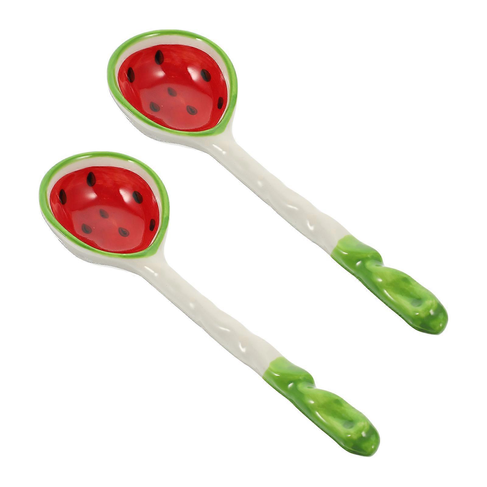 It seems like you're referring to a product listing or description for **"2pcs Cartoon Fruit Spoons – Adorable Long Handle Soup Spoons for Serving