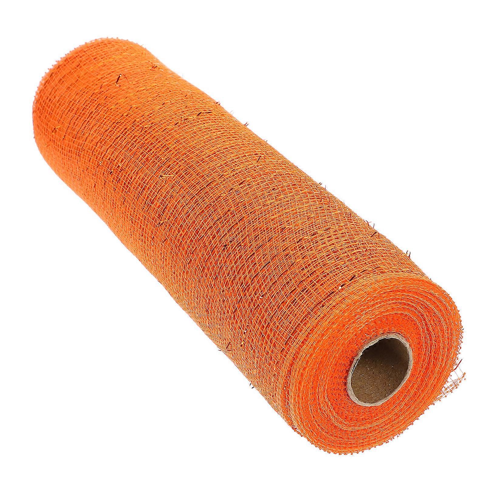 Metallic Foil Mesh Ribbon for Decor 1 Roll Orange Polyester Material