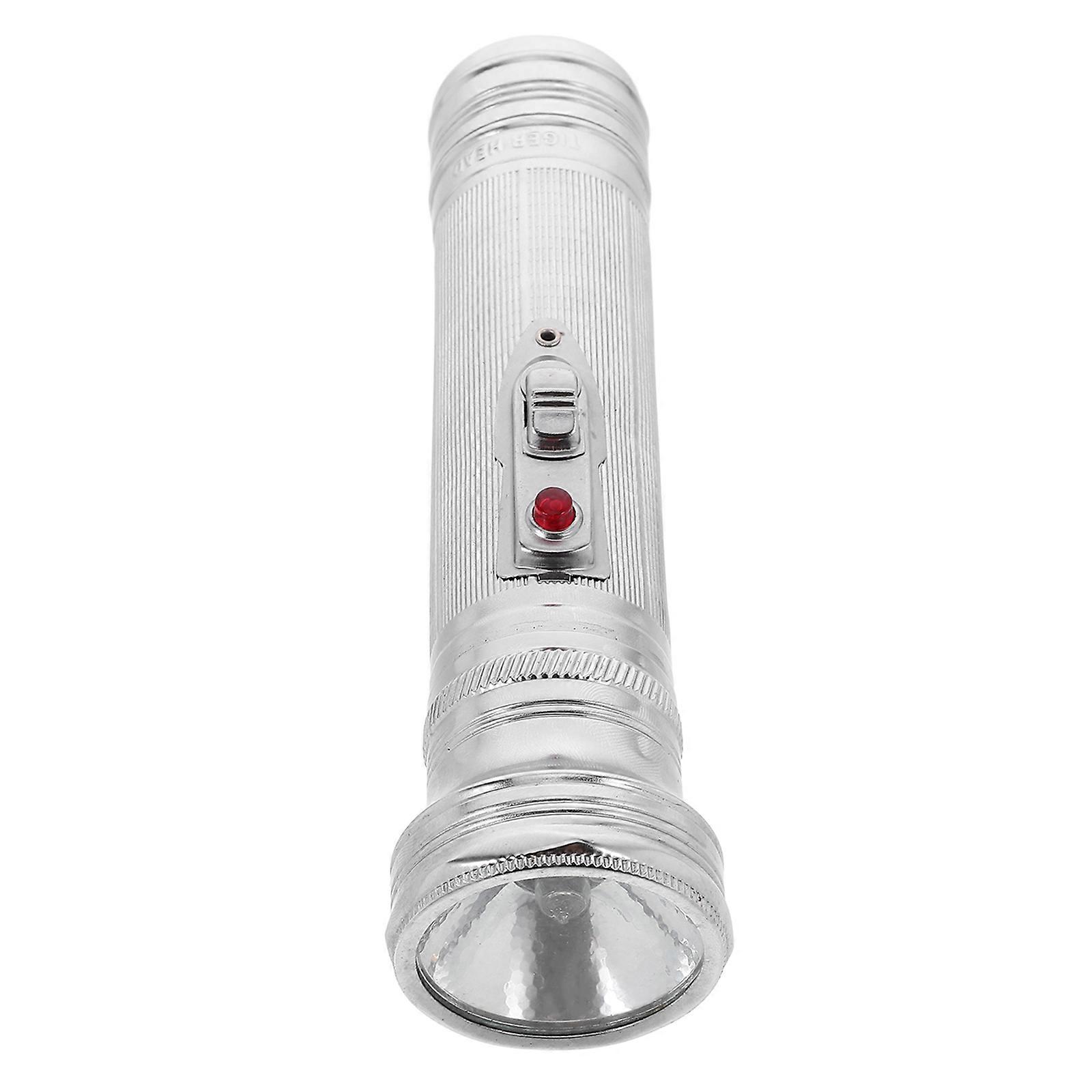 Old Style Flashlight Metal 80s Retro Design Silver Cylindrical 1Pack