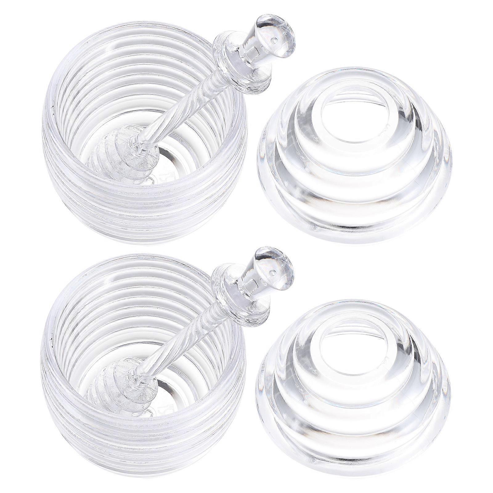 Transparent Acrylic Honey Storage Bottle with Spoon for Easy Use Highly Transparent Suitable for Honey Maple Syrup 2 pcs