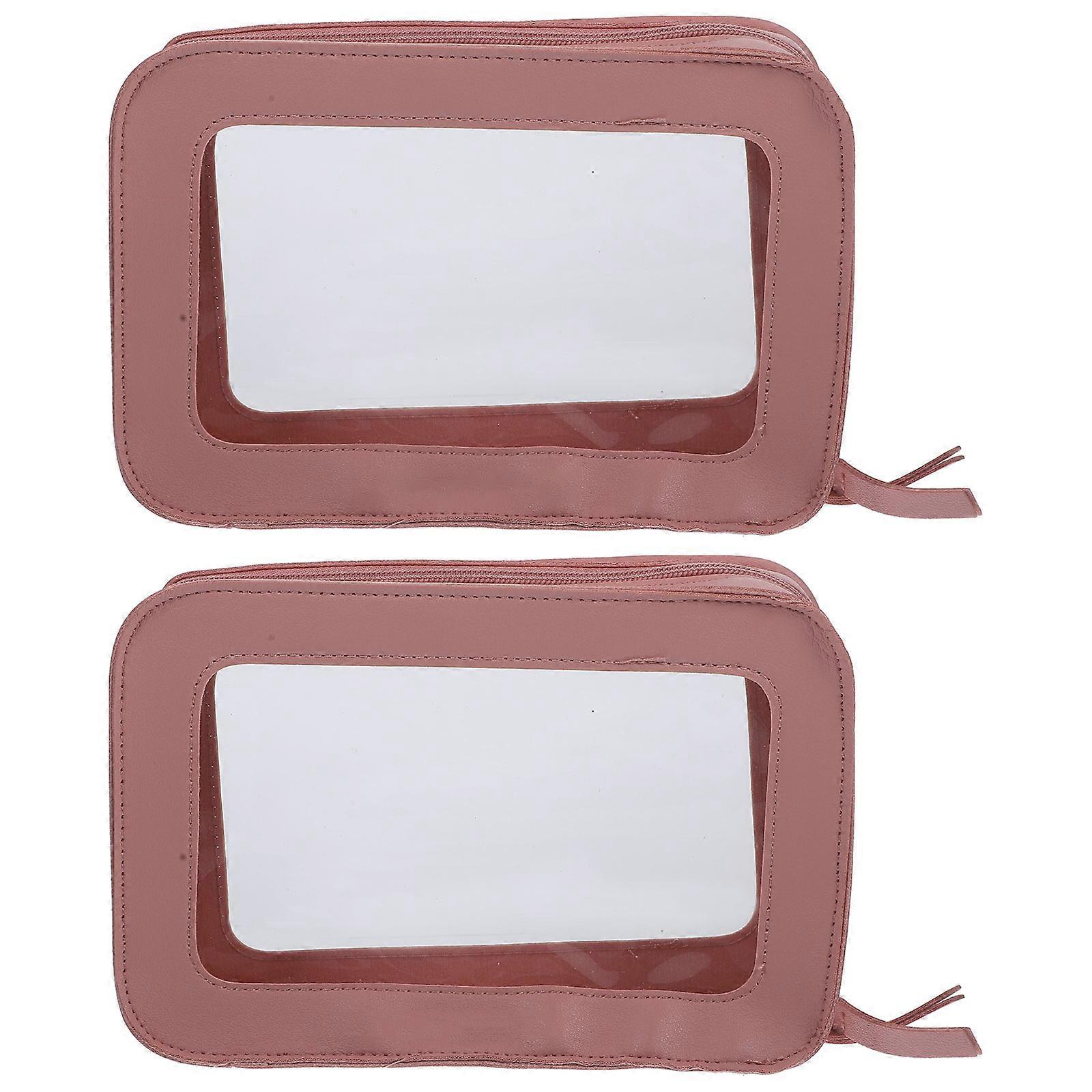 Portable Cosmetic Bags Travel for Storing 2Pcs PU Makeup Storage Cases