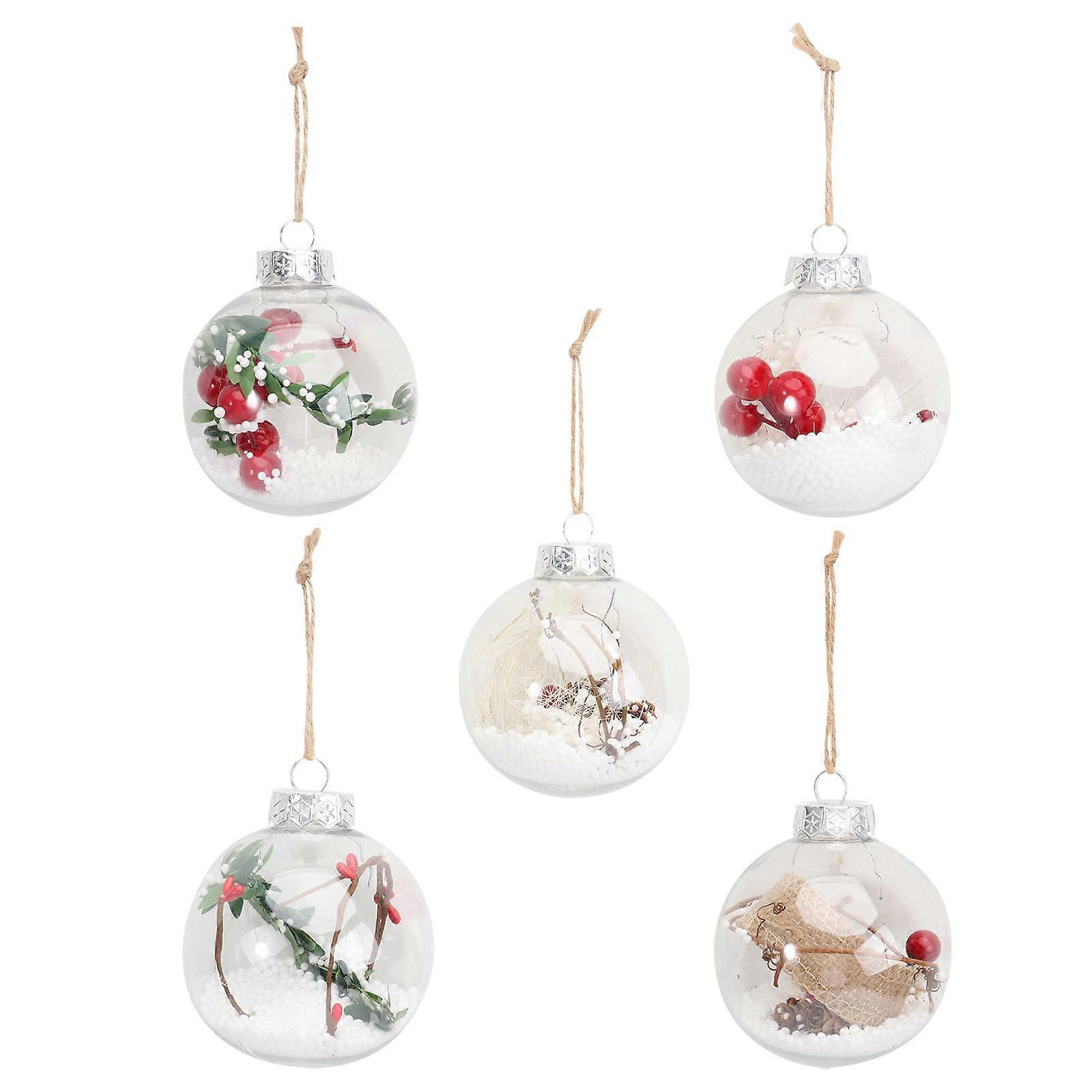 Transparent Plastic Christmas Ball Set for Decoration 5 Pieces Perfect for Trees