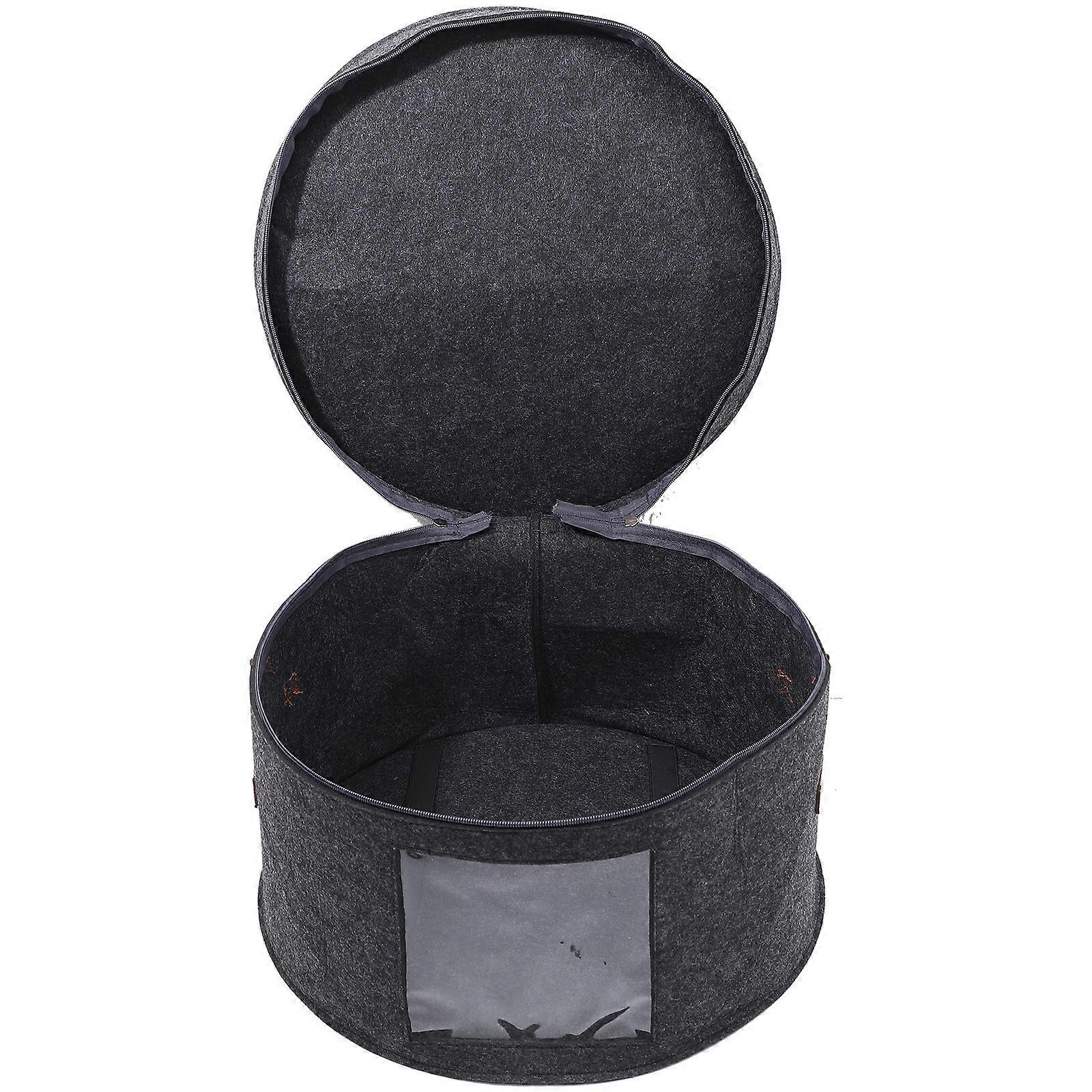 Portable Felt Hat Storage Box with Clear Front Panel for Organizing Baseball Caps and Hats 7.5 Inches