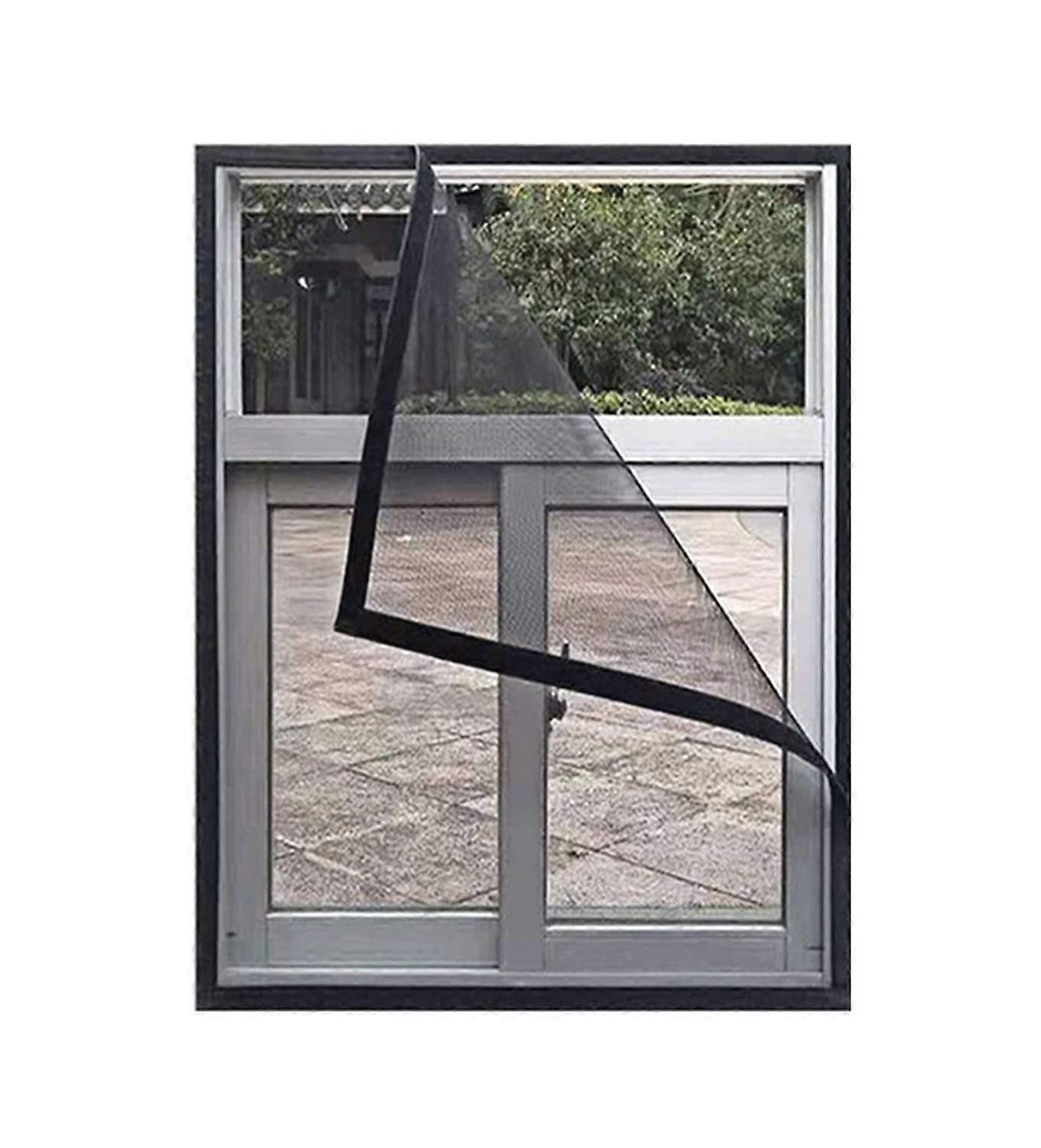 Fly Screen Window 90x130cm Insect Protection Mosquito Net, Easy to Assemble, Black
