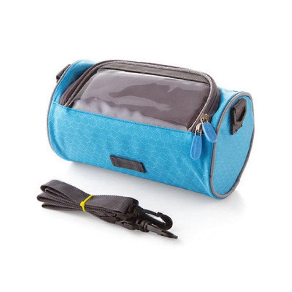 Bike Dust Bag Frame Bag Bicycle Handlebar Pannier Rack Bag Touch Screen Mobile Phone Case Lightblue