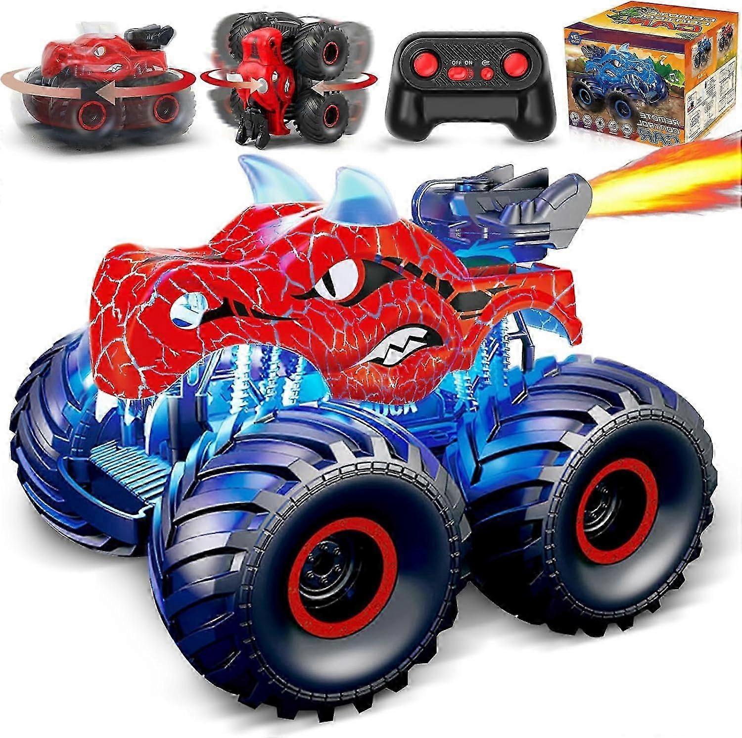 Dinosaurus Afstandsbediening Auto's voor Kinderen, Kinderen Speelgoed Leeftijd 3 4 5 6 7 8 Jaar Oude Jongen Monster Truck 3-9 Jongens Verjaardagscadeaus Outdoor Auto, Rood