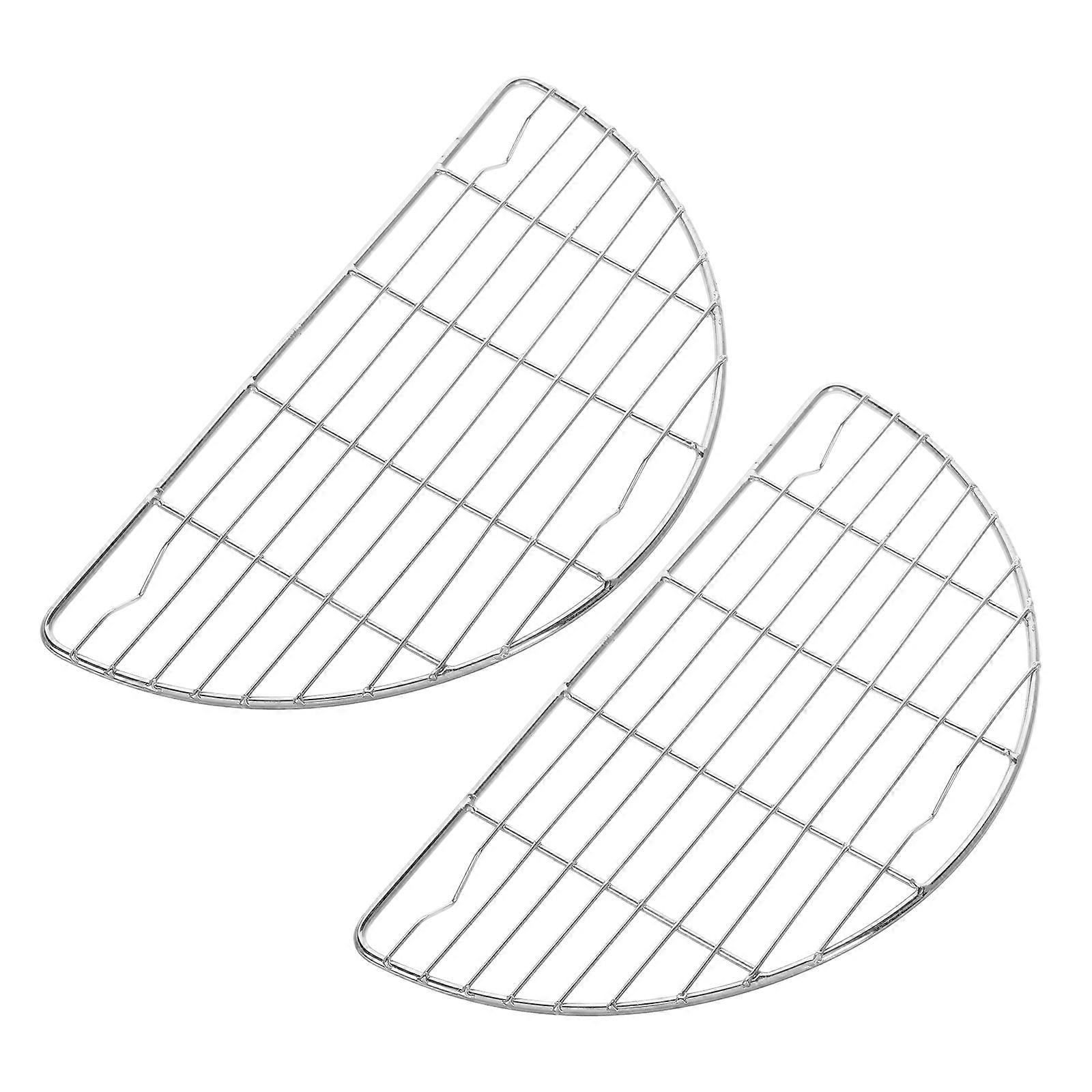 Multifunctional Stainless Steel Cooling Rack for Kitchen Use with Half Round Design 2 Pcs Silver