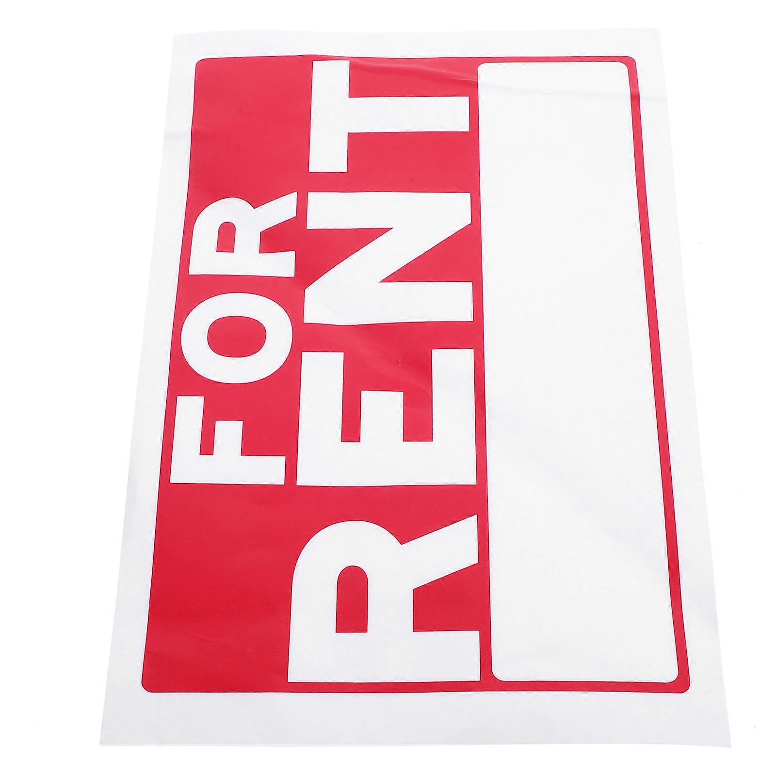 For Rent Sign Sticker Made of Durable Paper Perfect for Decor Use Red Color No Residue When Removed 1 Sheet