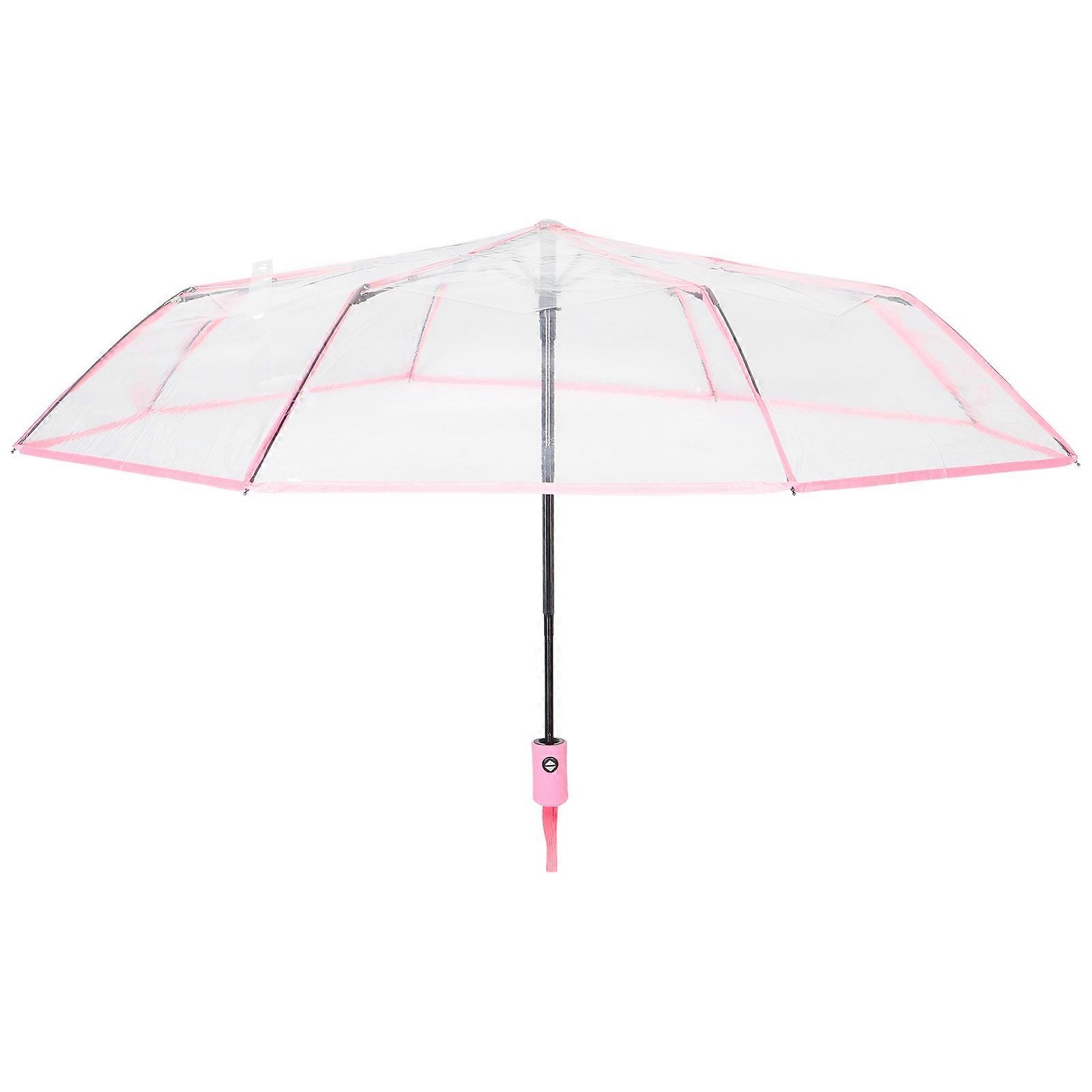 Clear Compact Wind Resistant Folding Umbrella – Lightweight 3 Fold Travel Umbrella with Transparent Canopy for Rain Protection