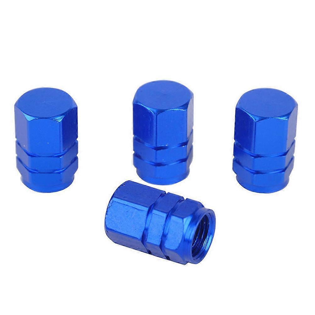 Blue Aluminum Alloy Bike Tire Caps for Car and bicycle Use Fit Most Practical AntiSkid Pattern 4PCS
