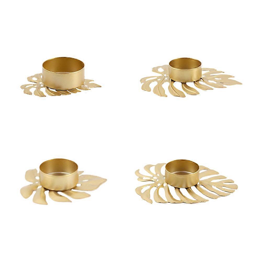 Decorative Iron Candlestick Holder Golden Medium Home Decoration Leaf Shape Creative Candlestick