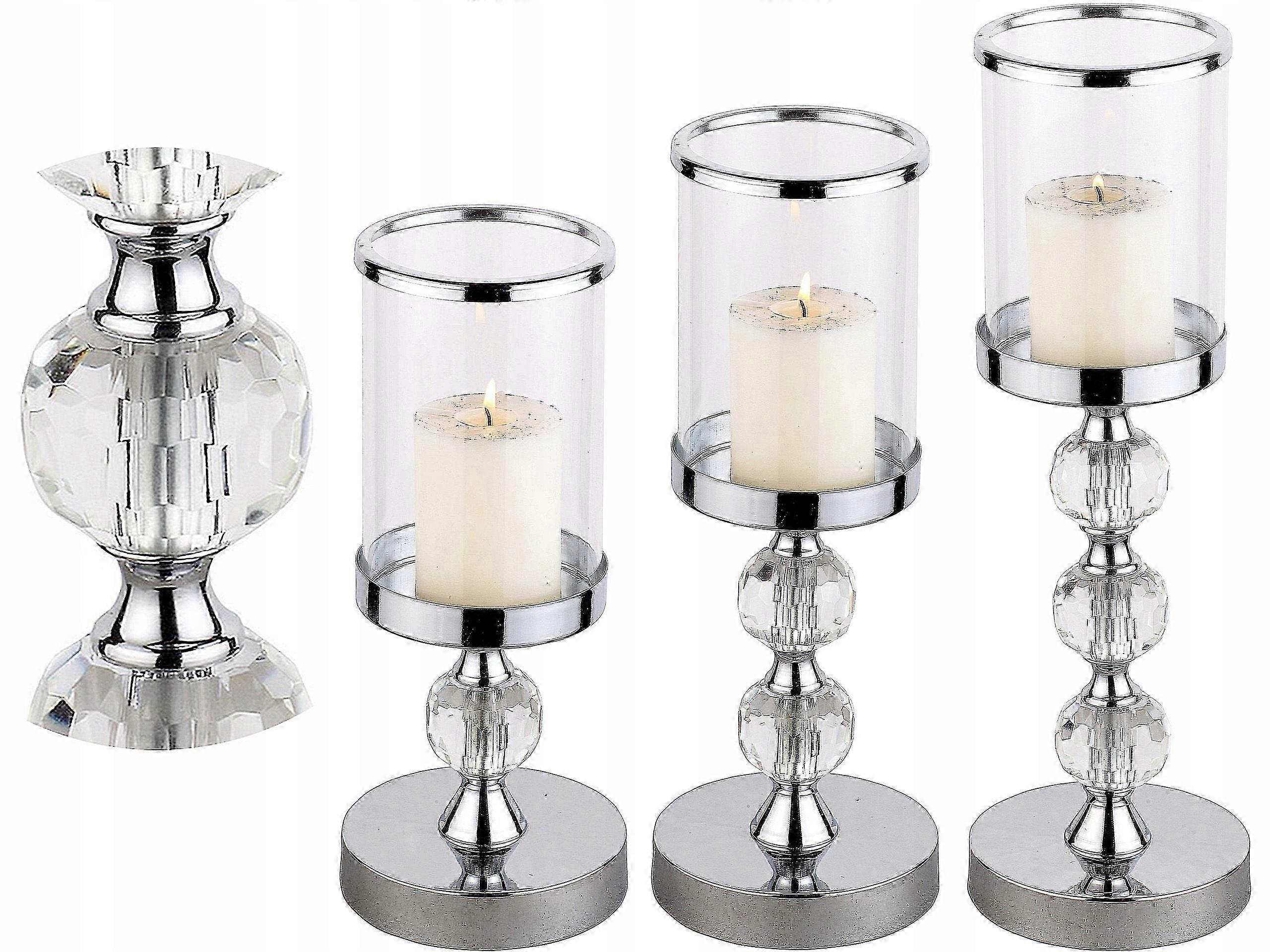 Candlestick Glamor Lantern Chrome Crystal Set 1-2-3, image size:2560x1920