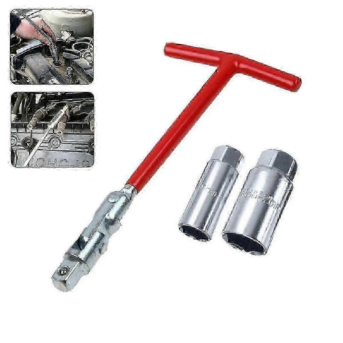 3pcs Spark Plug Removal Tool 16mm 21mm T-Handle Flexible Spanner Socket Wrench Set