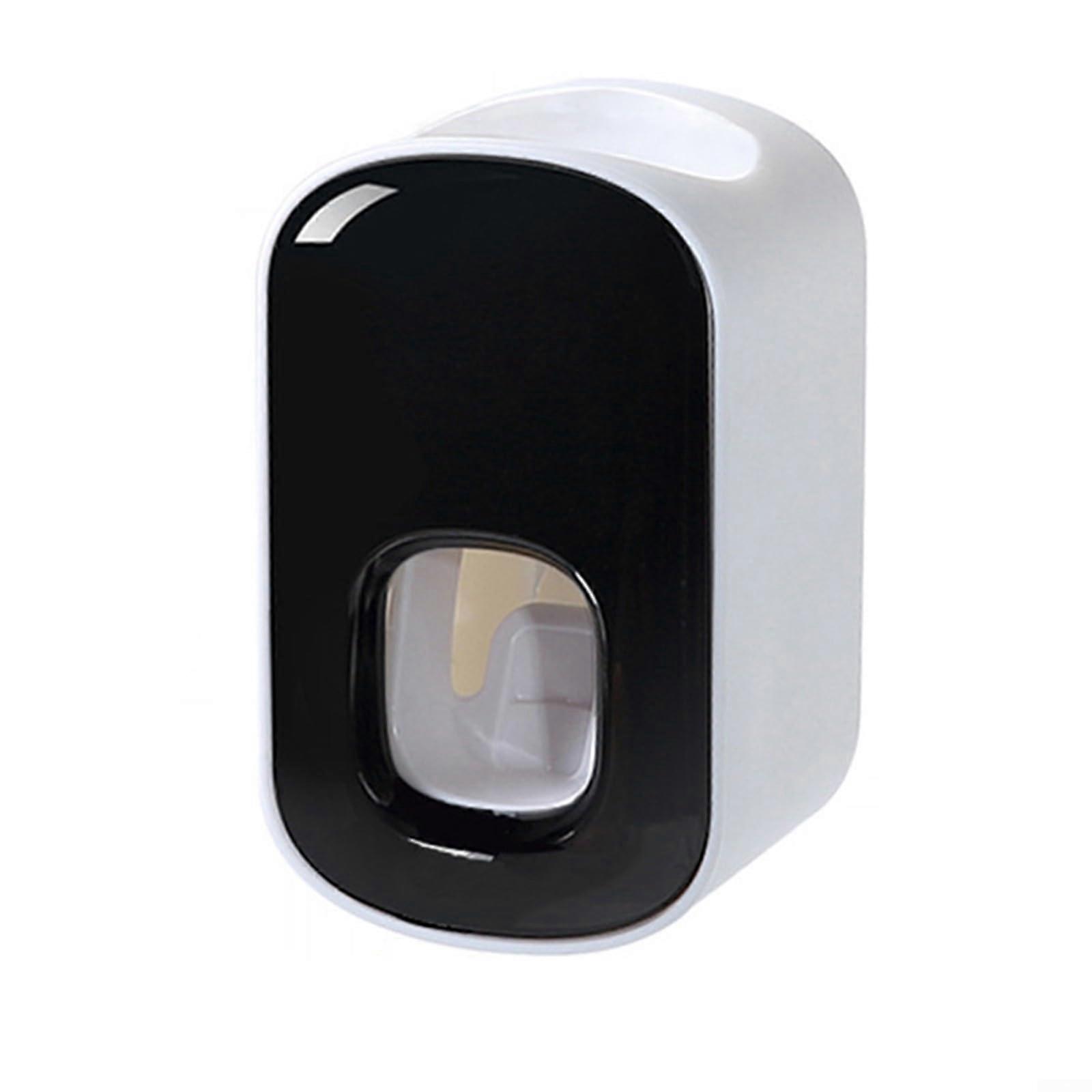 Automatic toothpaste dispenser for wall mounting, bathroom accessory, nodrill installation, acrylic, bedroom accessory (black)