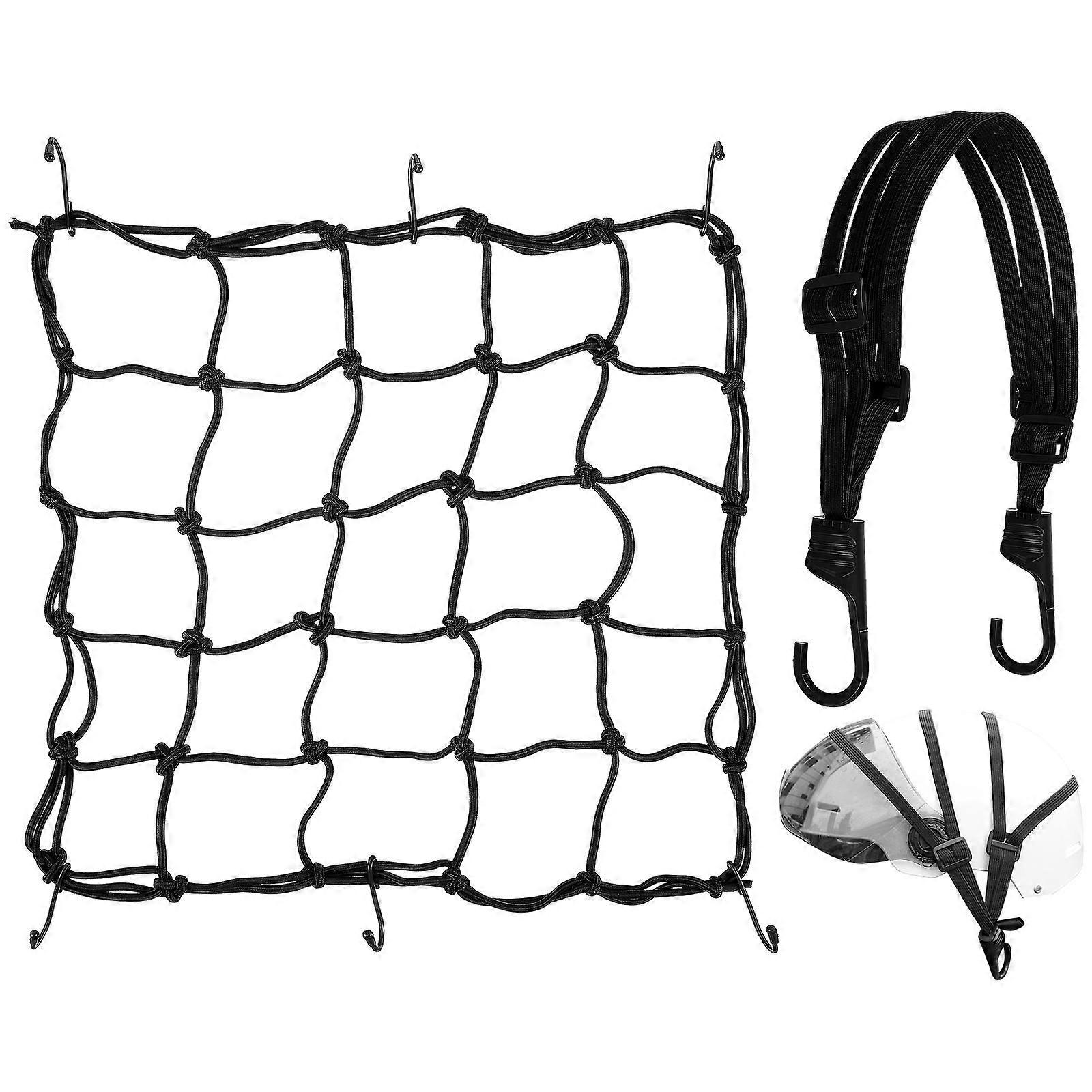 Bungee Cord Cargo Net Elastic Design For Canoes Mopeds ATVs 60cm Black 1Set