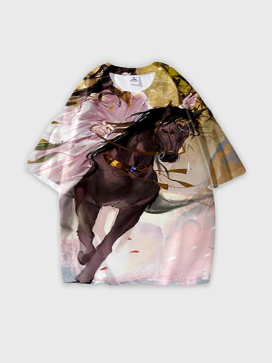 T-shirt round neck Role Pattern loose short sleeve E1241