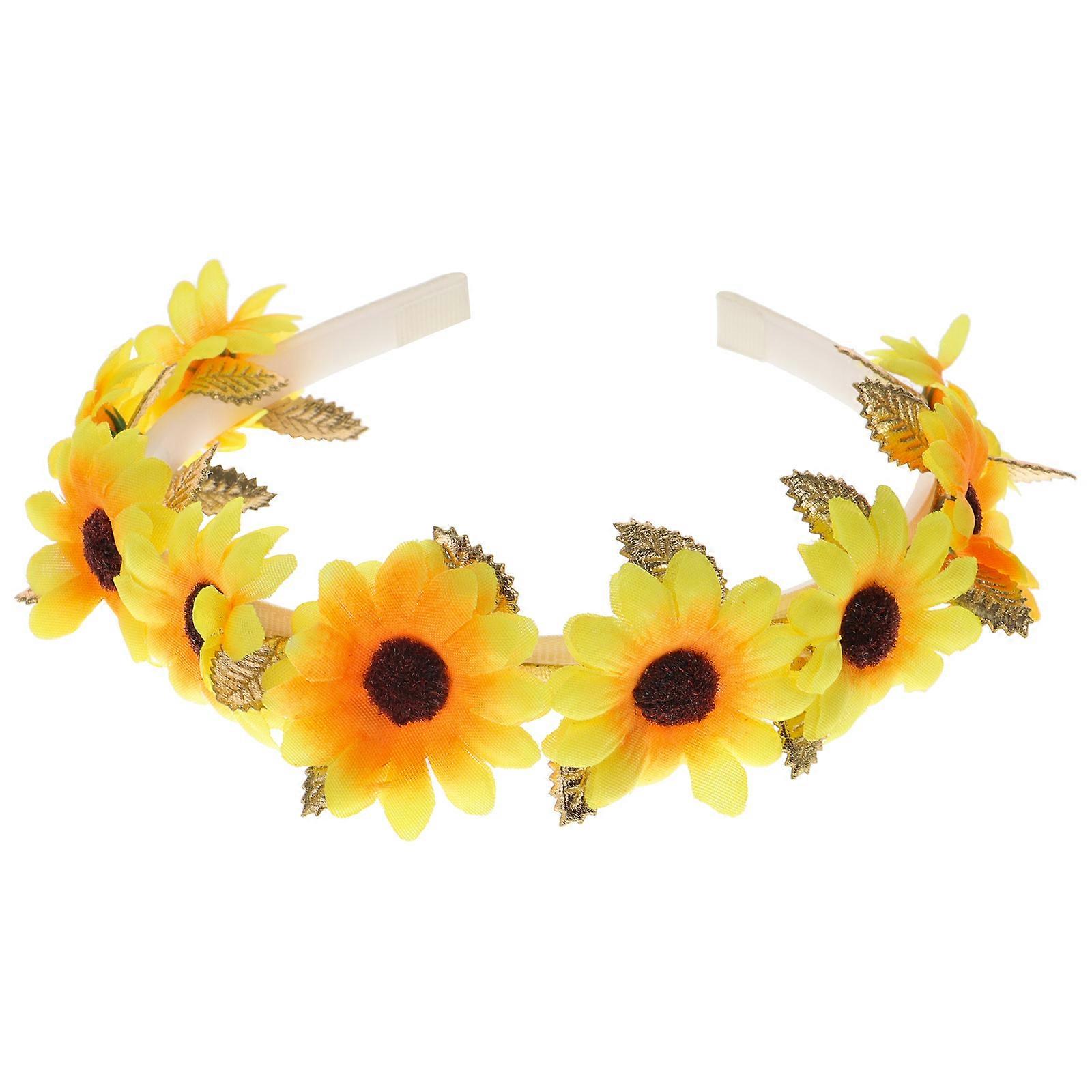 Stylish Sunflower Headband for Party Decoration Made of Polyester Multi Color Fits Most People 6.5 Inches