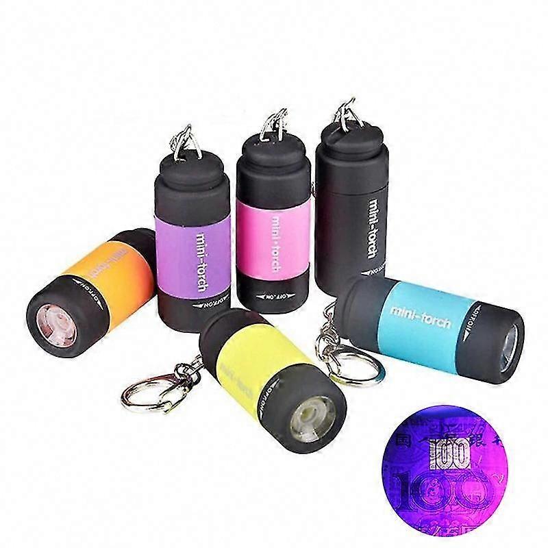 Mini USB Rechargeable LED Flashlight Keychain IPX8 Waterproof with Key Ring