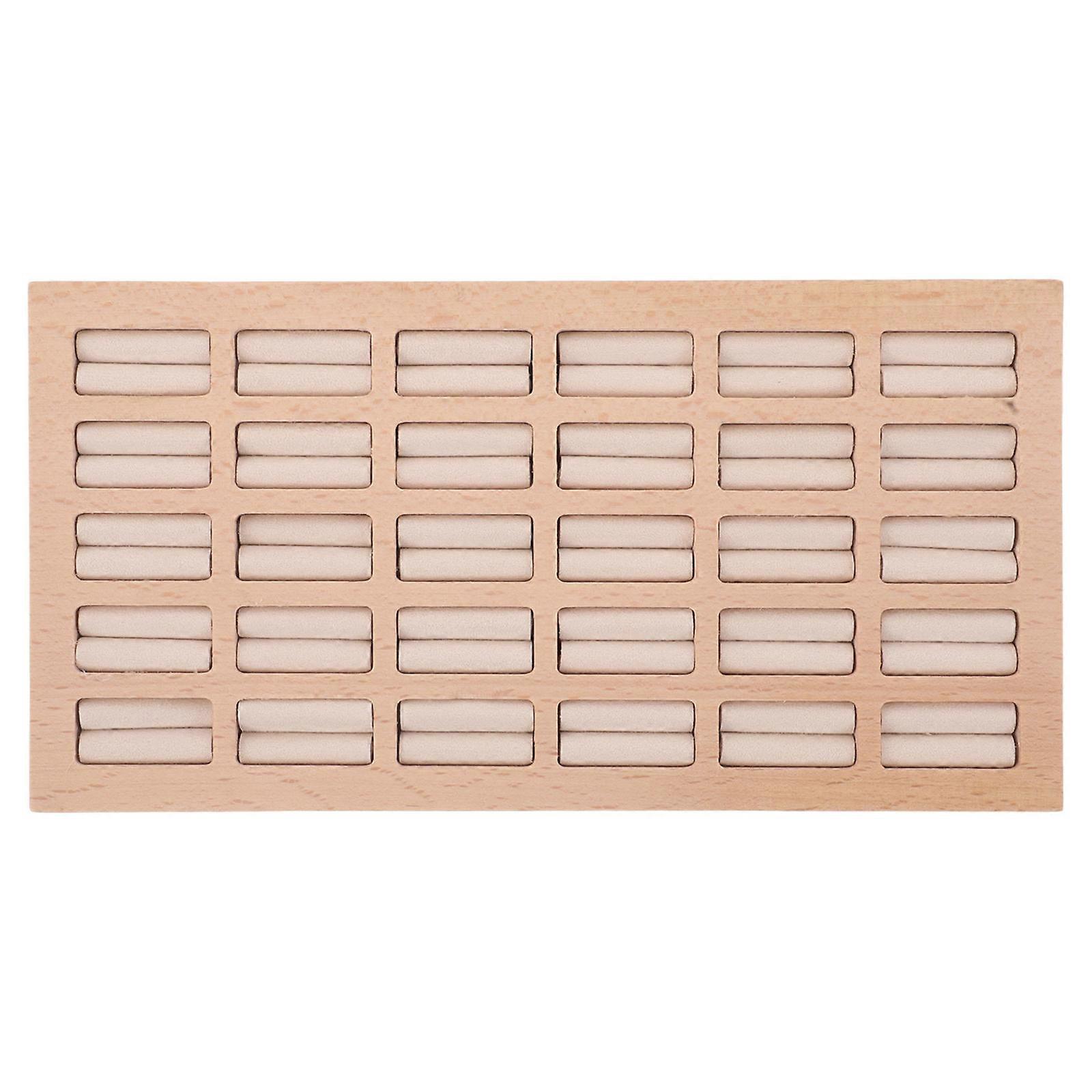 Ring Holder Display Tray with 30 Slots and Linen Lining for Jewelry Store Showcase Storage Organization