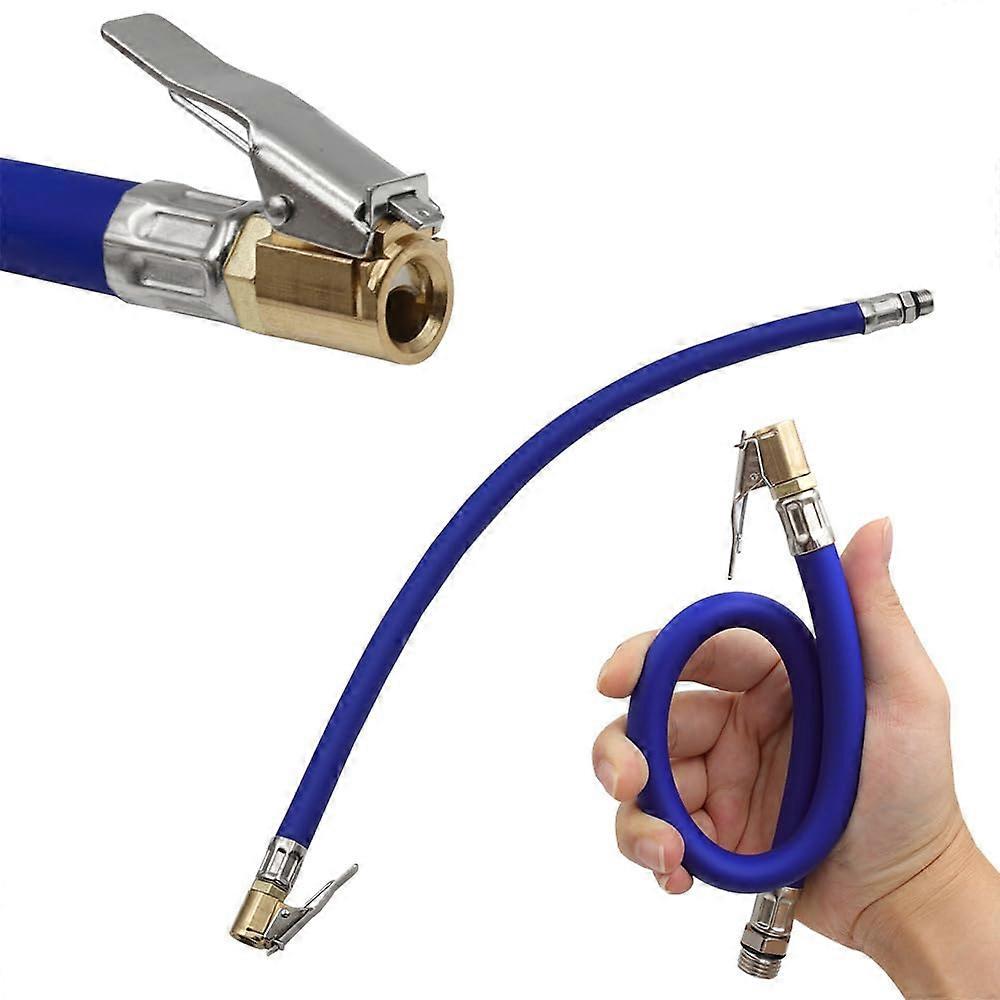 Tyre Inflator Hose For Bicycle And Motorcycle, T1/4PT Thread, 1/4 Inch Rubber Air Tube, Valve Extension Adapter, Blue