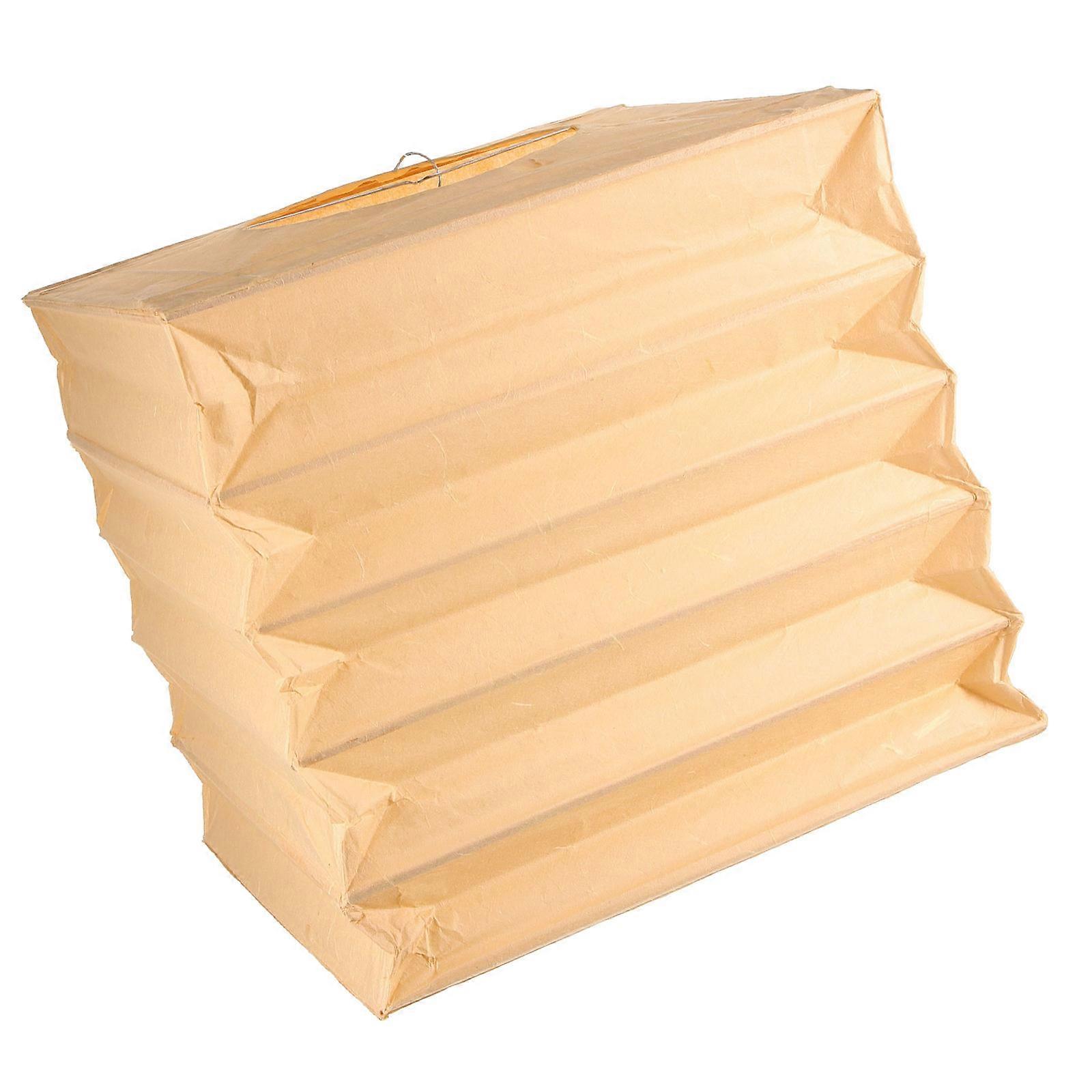 Foldable Paper Lampshade with Durable Wood Base for Home Use Beige Household Lighting 7 Inch