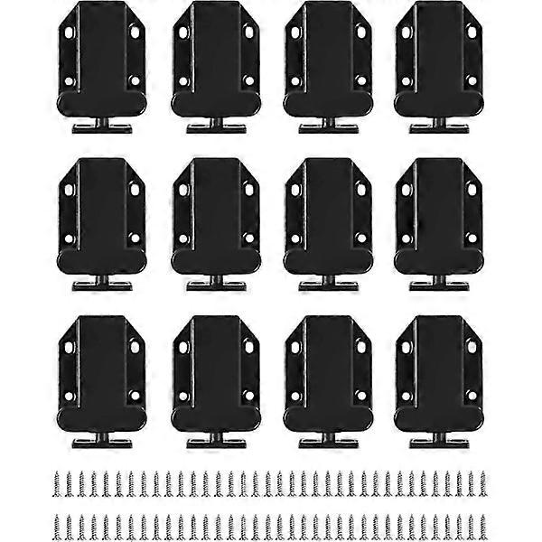 Push Latch, Push To Open Latch with Automatic Pop-up Function, Cabinet Latch, 12-pack black