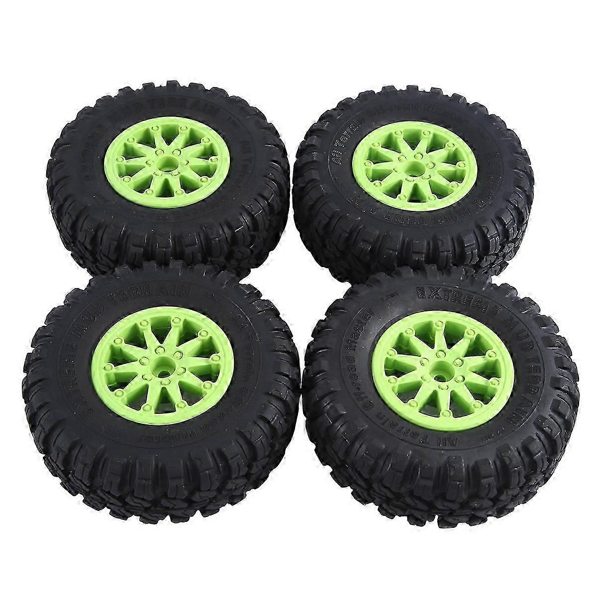 Pneus de borracha de 118 x 44 mm e aro de roda de plástico Beadlock de 2,2 polegadas, verde