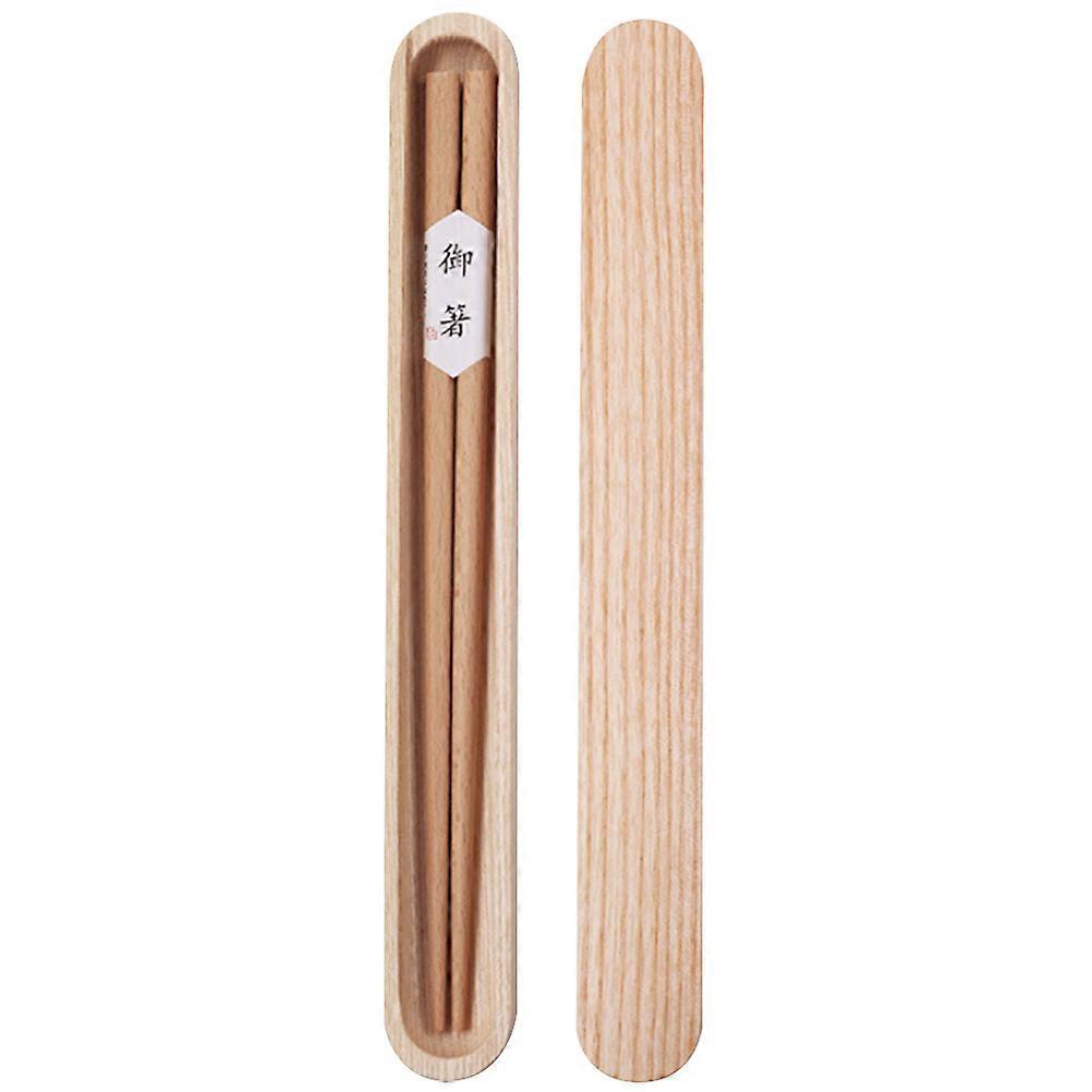 1 Set Portable Wooden Chopsticks with Pull Type Chopsticks Box Reusable Wooden Dinnerware Wood Chopsticks