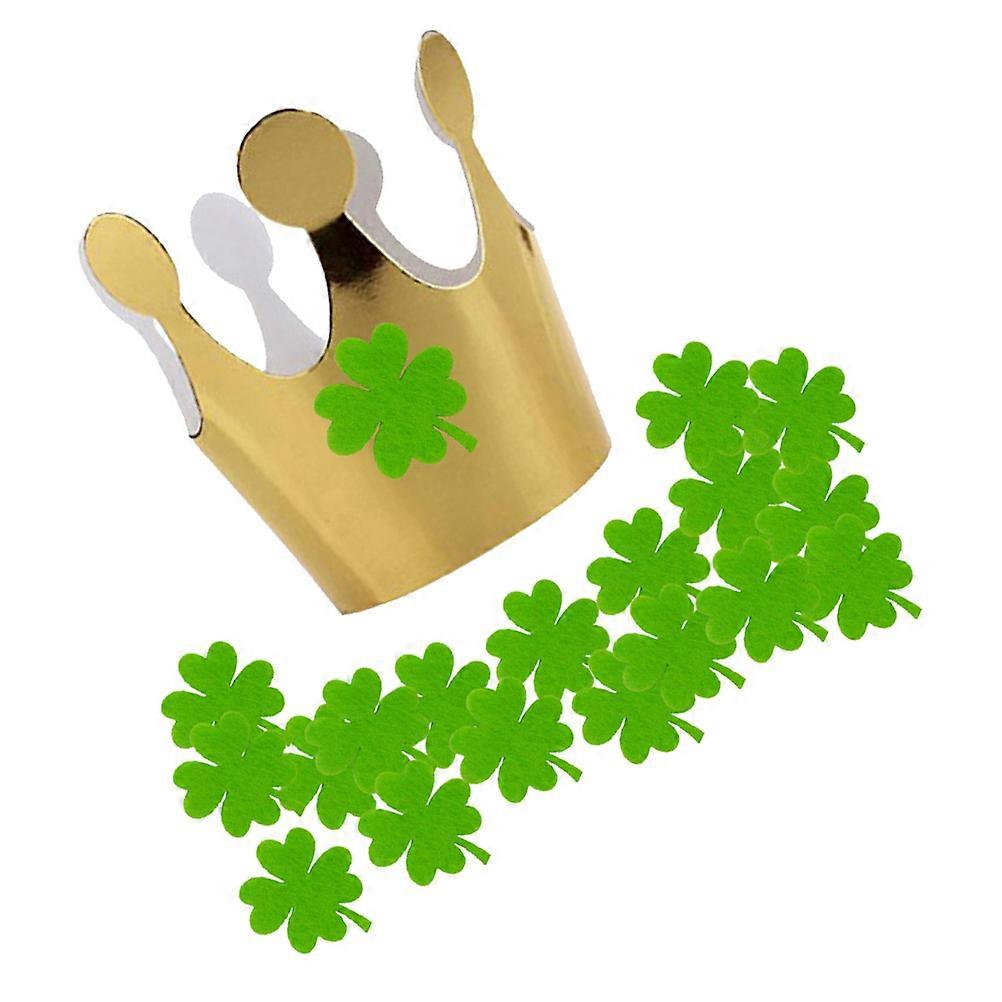 20pcs/10 Sets St. Patrick's Day Golden Paper Birthday Hats Four Leaf Clover Crown Festive Party Supplies Photo Props