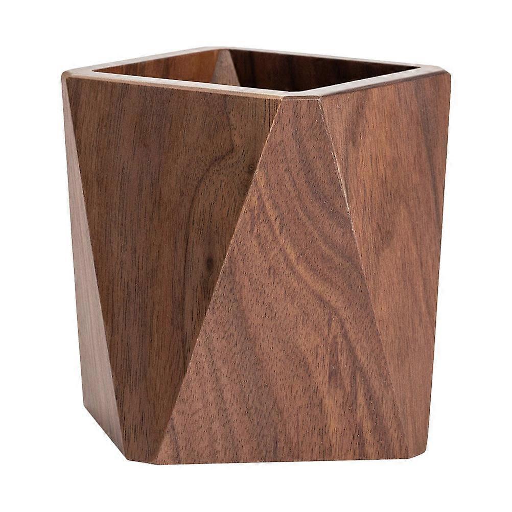 Aesthetic Office Supplies Elegant Wooden Pen Holder Desktop Organizer North Walnut Wood 3.9×3.1×3.1in 1PC