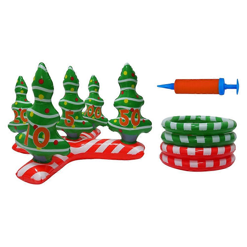 Fun Christmas Tree Ring Toss Game Supplies For Family Learning Activities 56X56CM Green PVC 1 Set