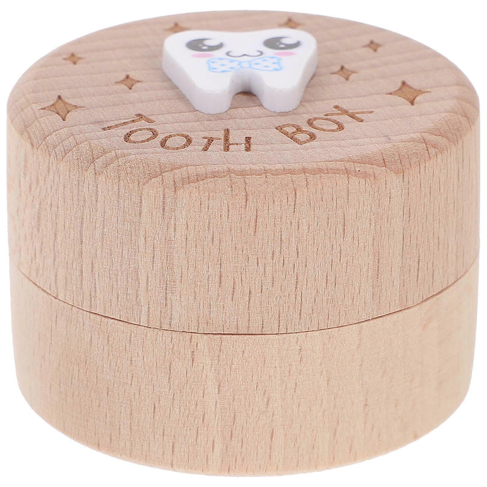 Children's Lost Tooth Collection Organizer With Square Shape For Tooth Loss Events Brown Wood 1Pack