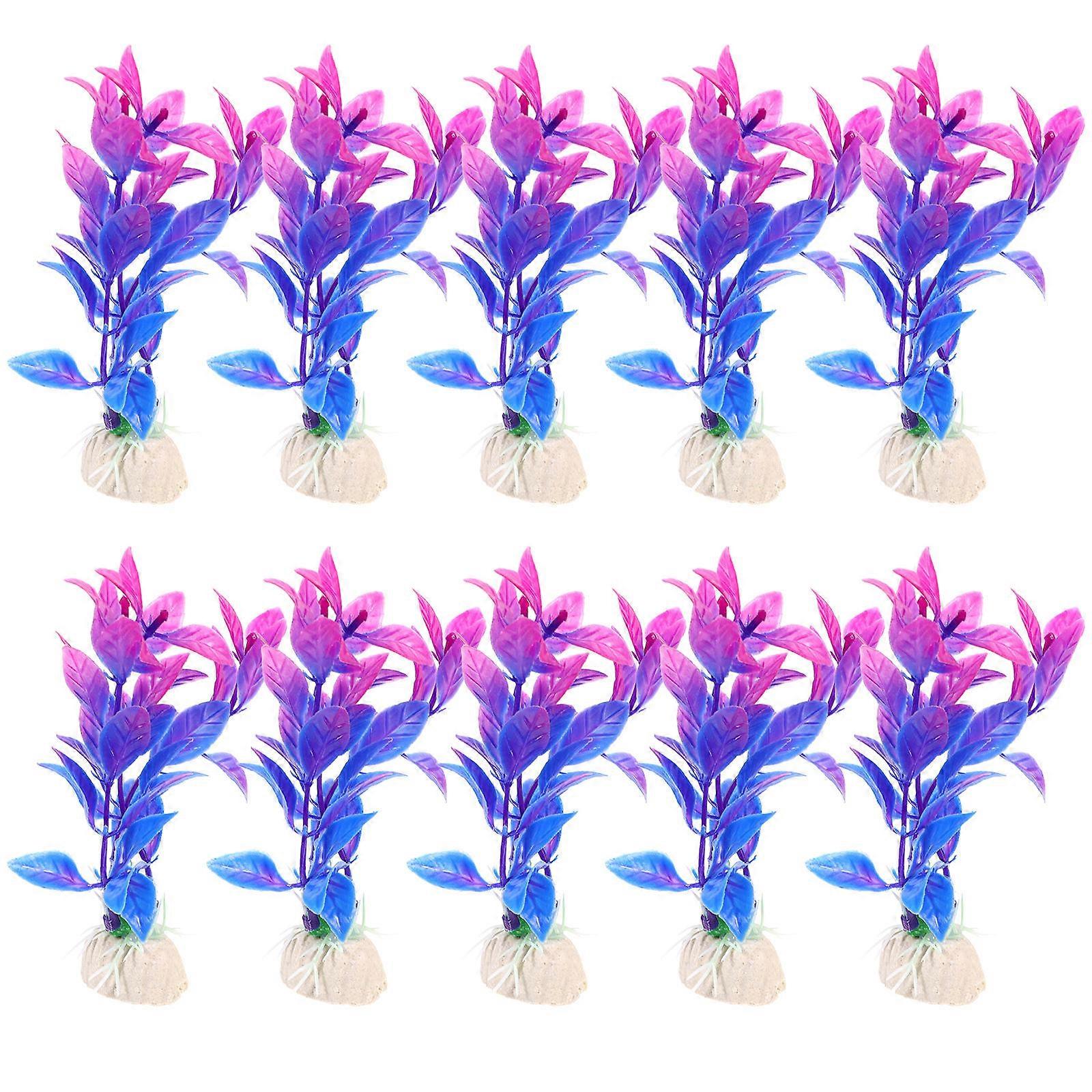 Violet Artificial Fish Tank Plants with Realistic Appearance for Decor Durable PVC Material 20 Pcs