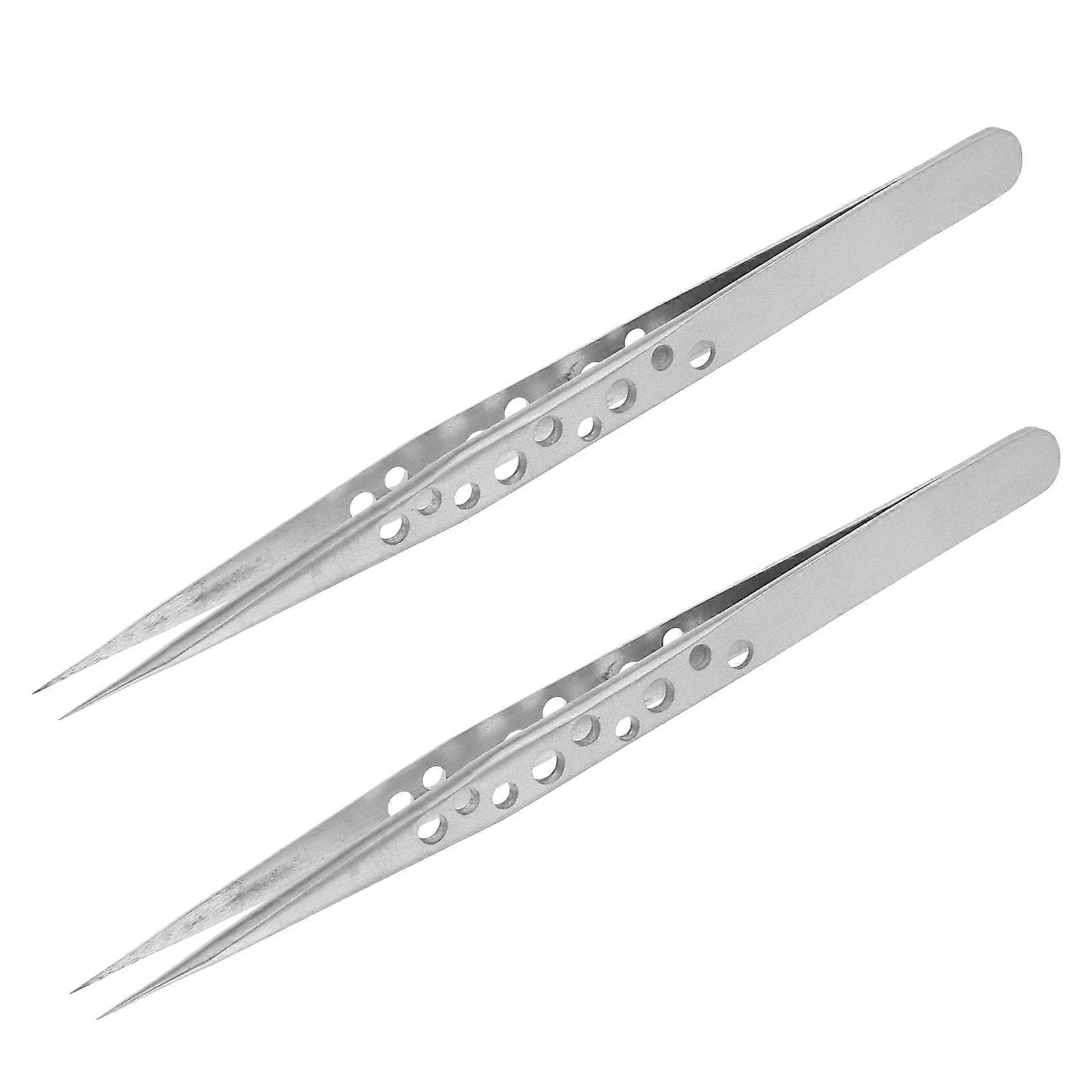 Stainless Steel Tweezers for Home Use Durable and Practical 2 Pcs Silver