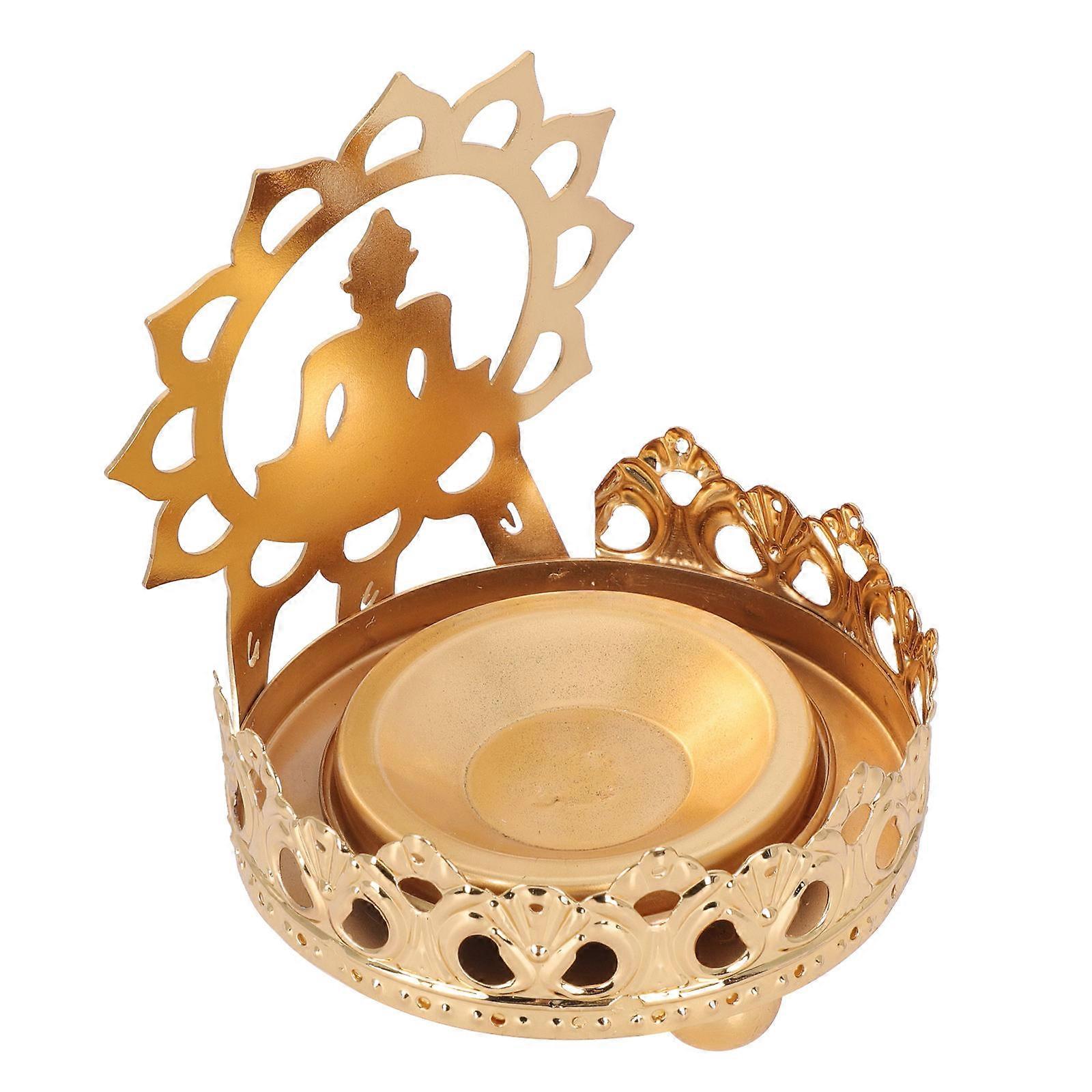 Bougeoir de conception creuse pour l’utilisation du temple bouddhiste en finition dorée 1Pack