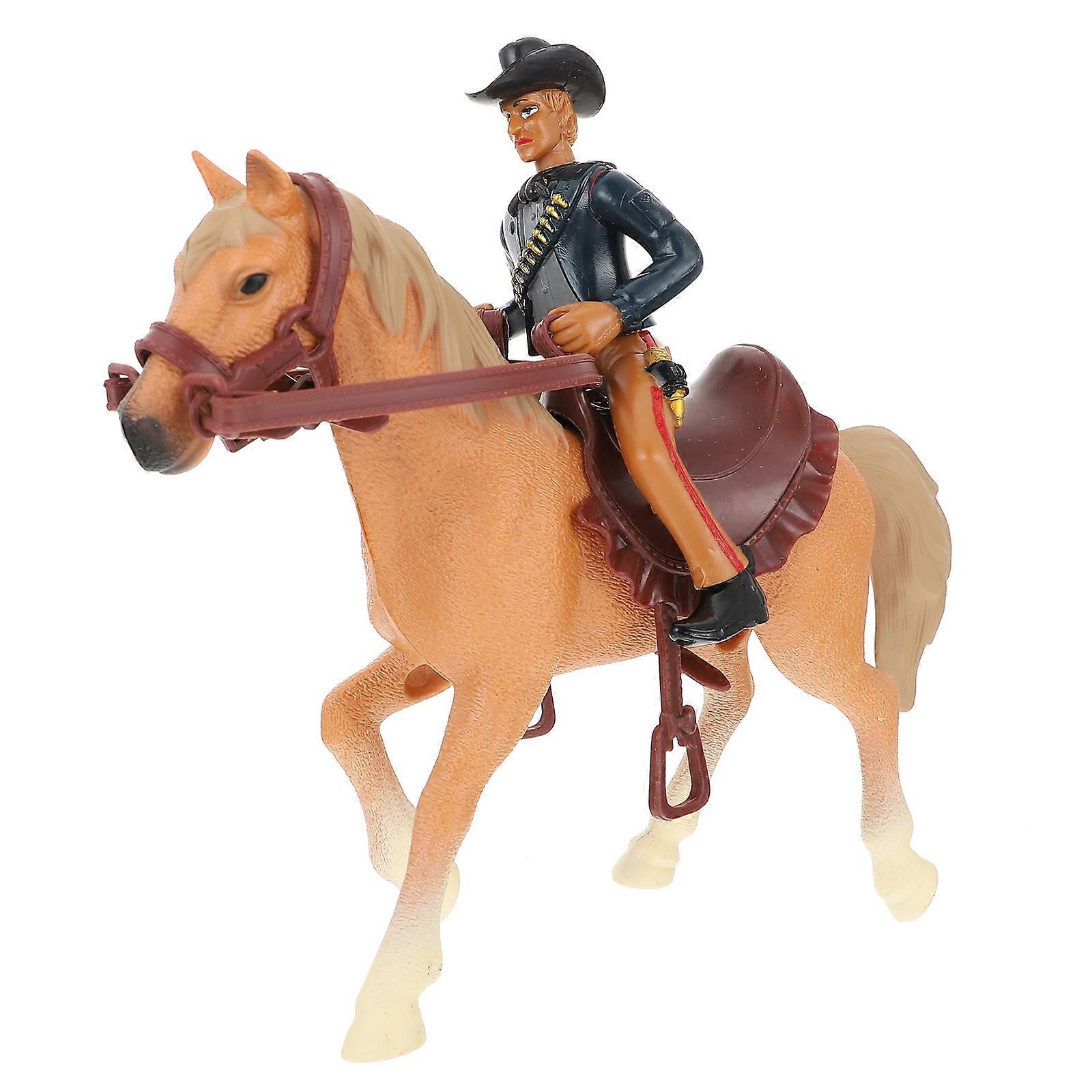 Cowboy Statue Decorative Desktop Adornment 19x19x7cm Smooth Surface Horse Shape 1 Set