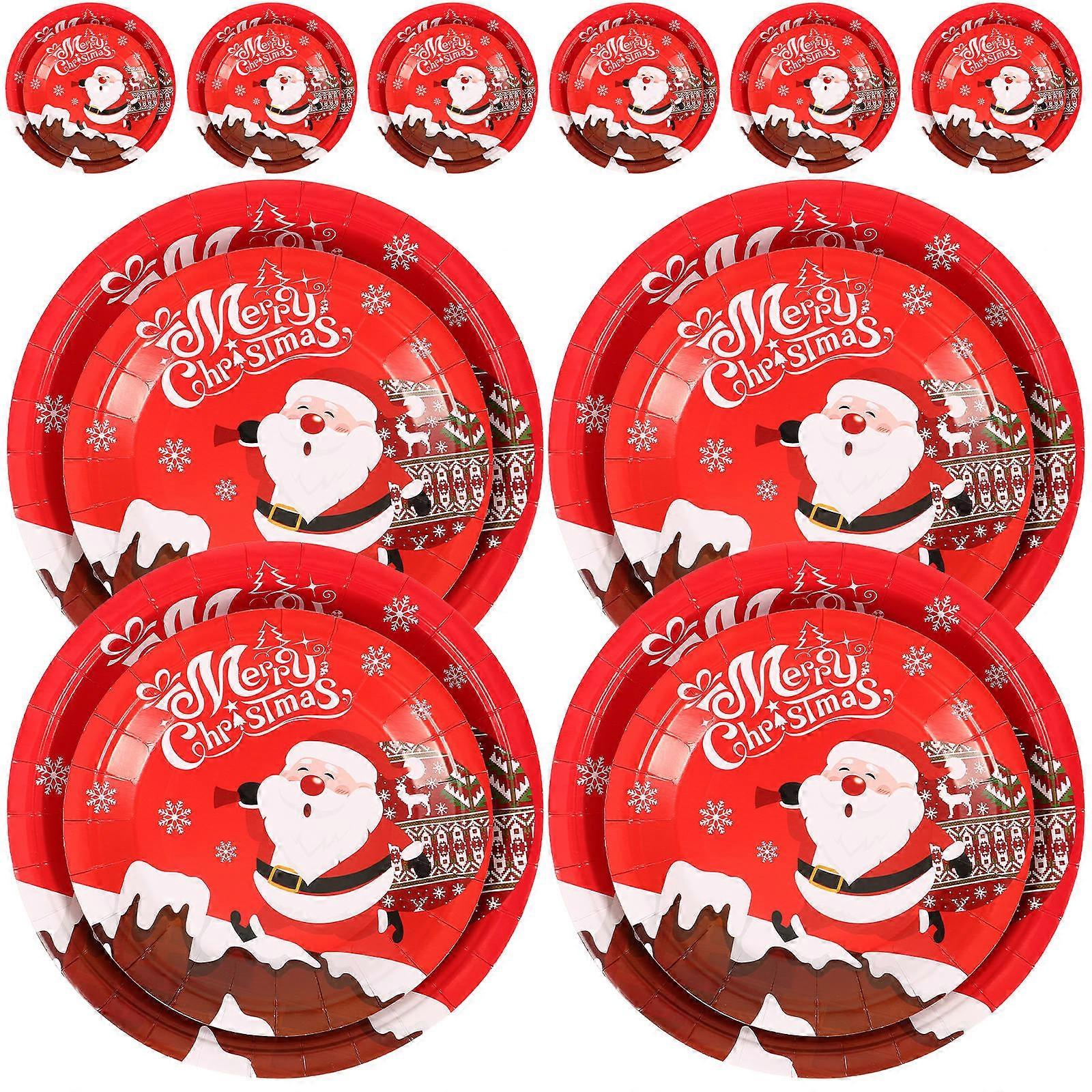 Multi-Function Dinner Plates 20Pcs Christmas Style Paper Plates Red Square Shape Ideal For Family And Friends Celebrations