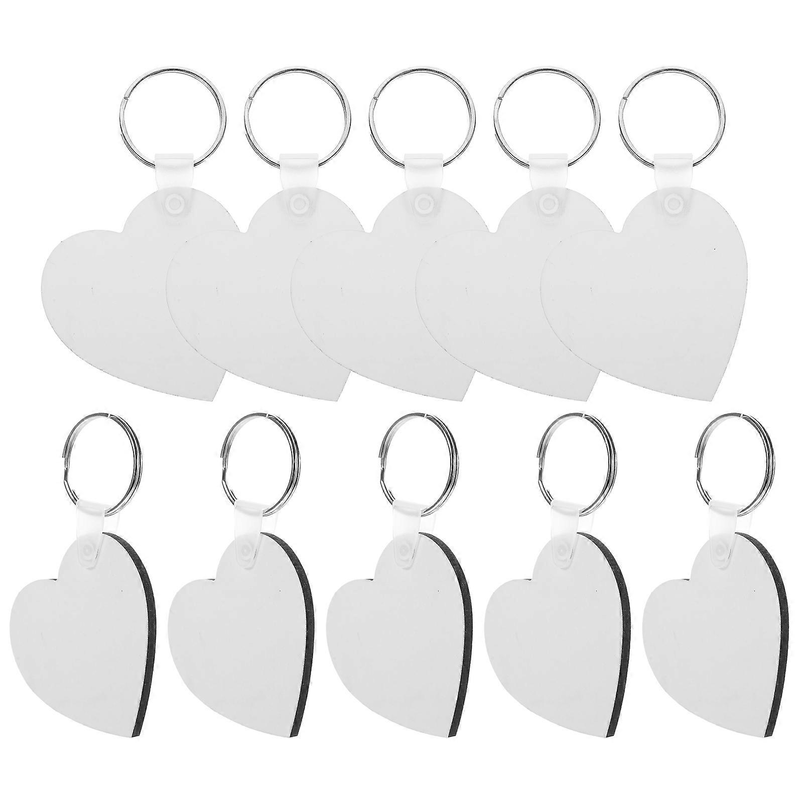 10pcs Double Sided Blank Heart Keychains for DIY Crafts, Sublimation, and Creative Projects