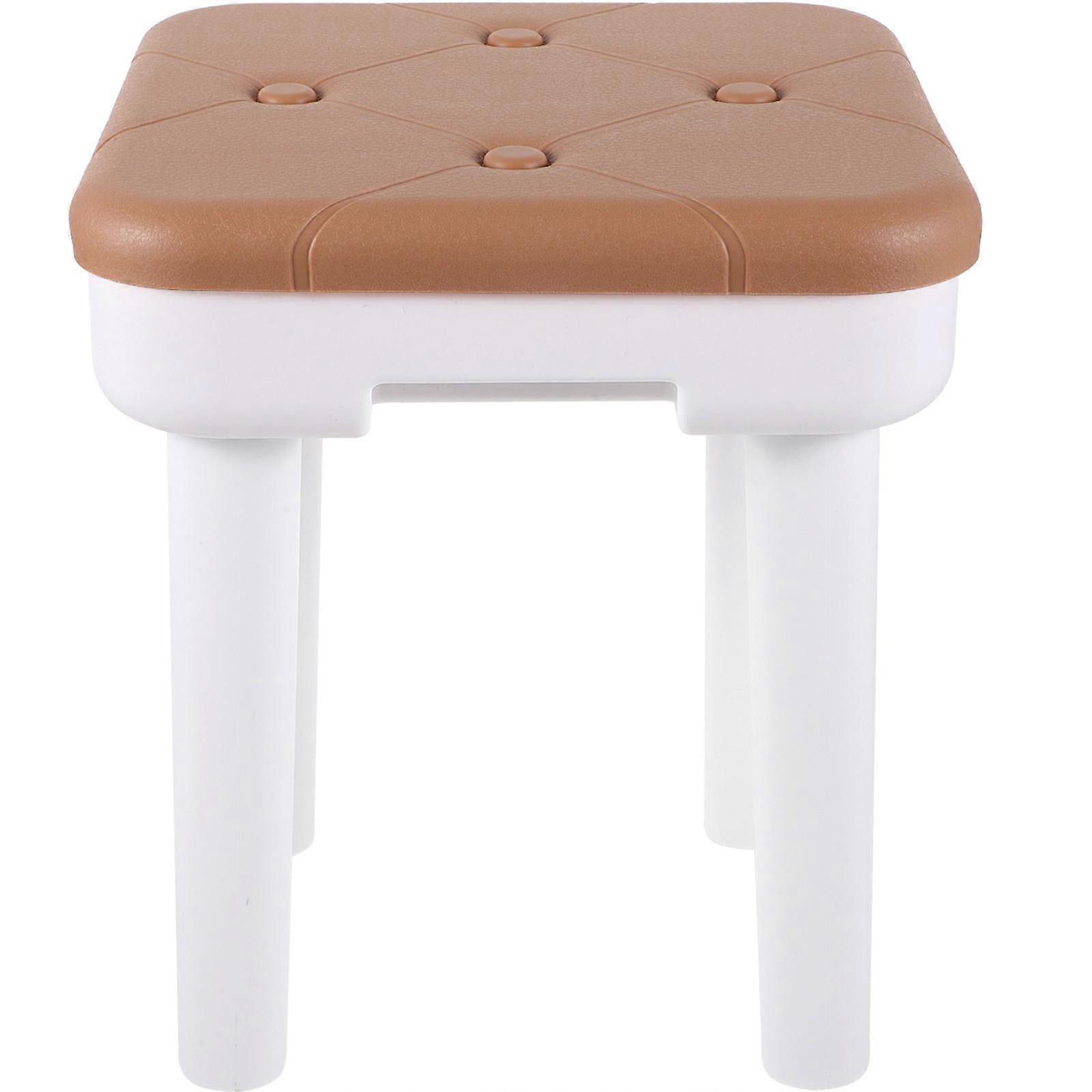 Sturdy Plastic Stool for Home Use Khaki Color Simple Design for Longtime 7.5 Inches High