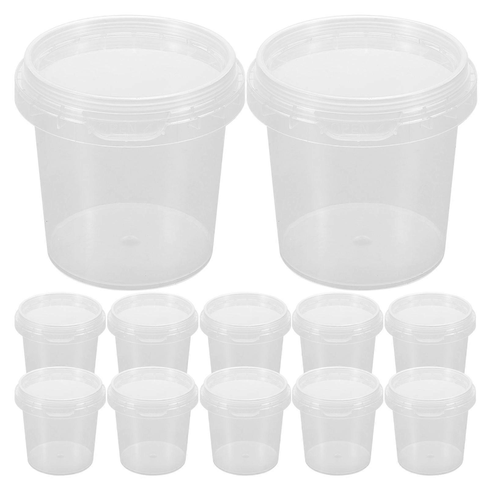 Transparent Plastic Buckets with Lids for Kitchen Use Clear Containers 150ml
