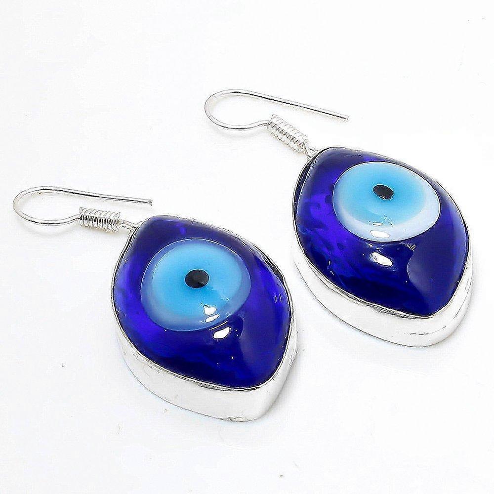 Evil Eye Marquise Shape Gemstone Drop Dangle Jewelry Earrings 1.90" t6s55