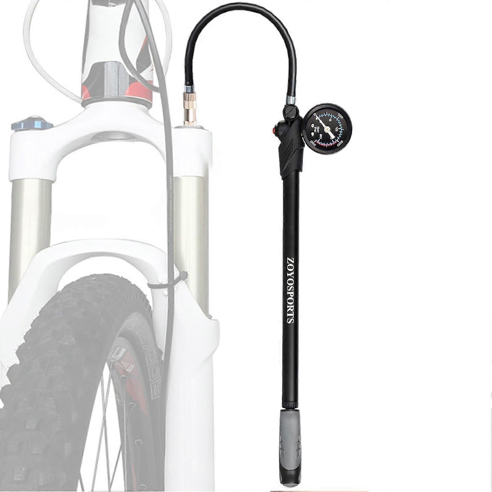 Bicycle Shock Pump 300 PSI High-Pressure For Rear Wheel Suspension Fork Pump Portable With Gauge And Bleed Valve