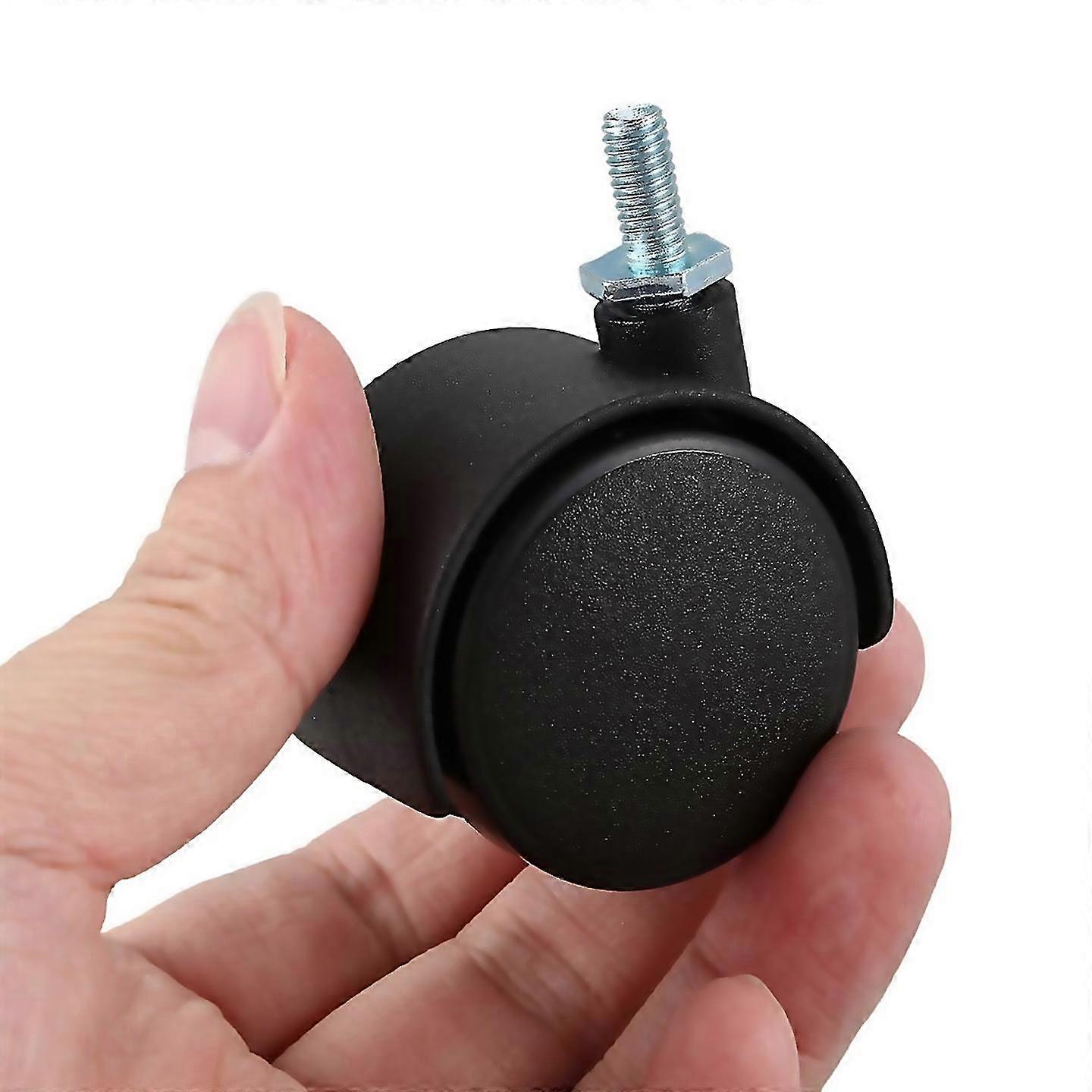 For 6mm threaded stem 40mm dual wheel rotatable caster Black